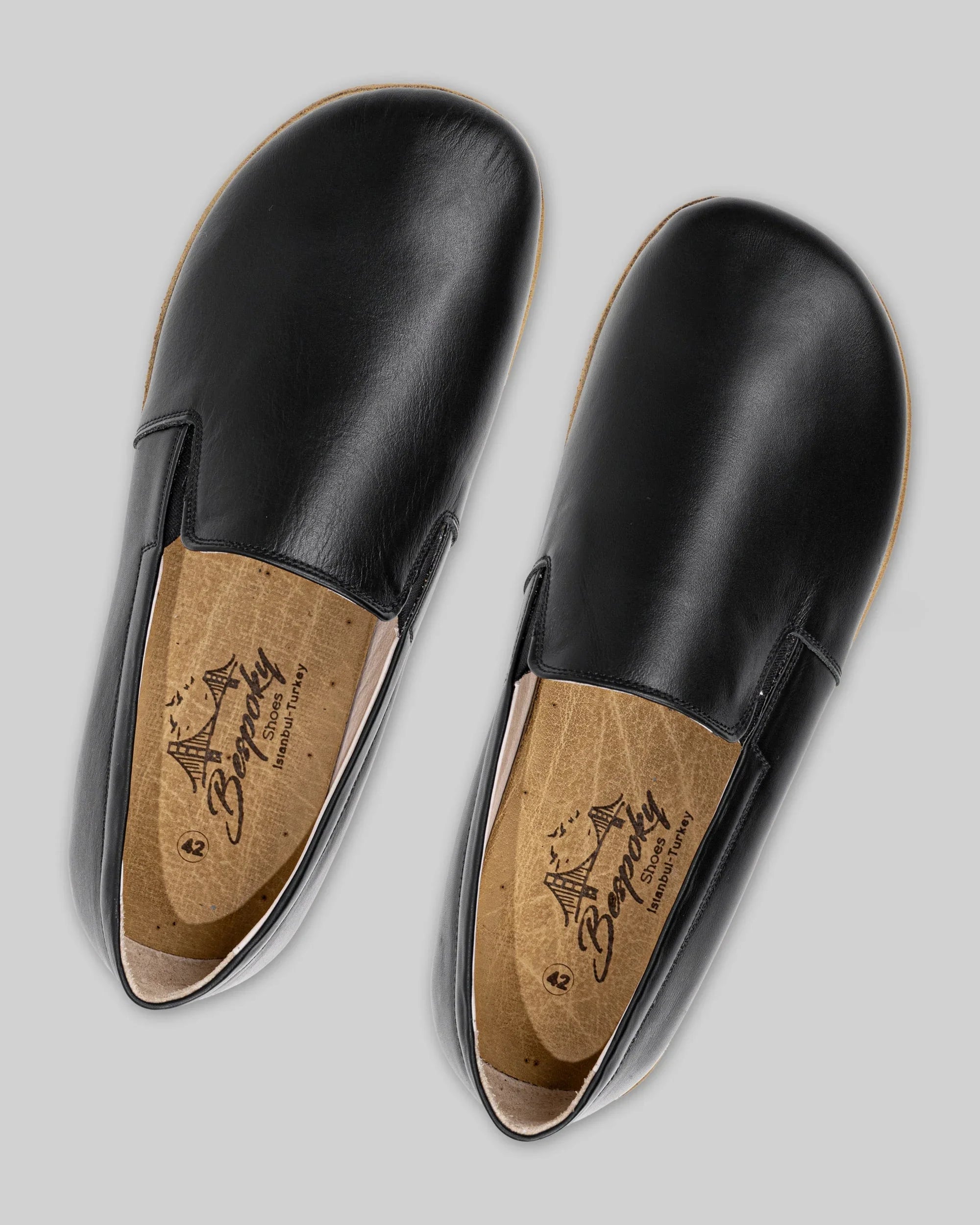 Pair Black Barefoot Shoes - Barefoot Wide Toe Calf Leather | Bespoky