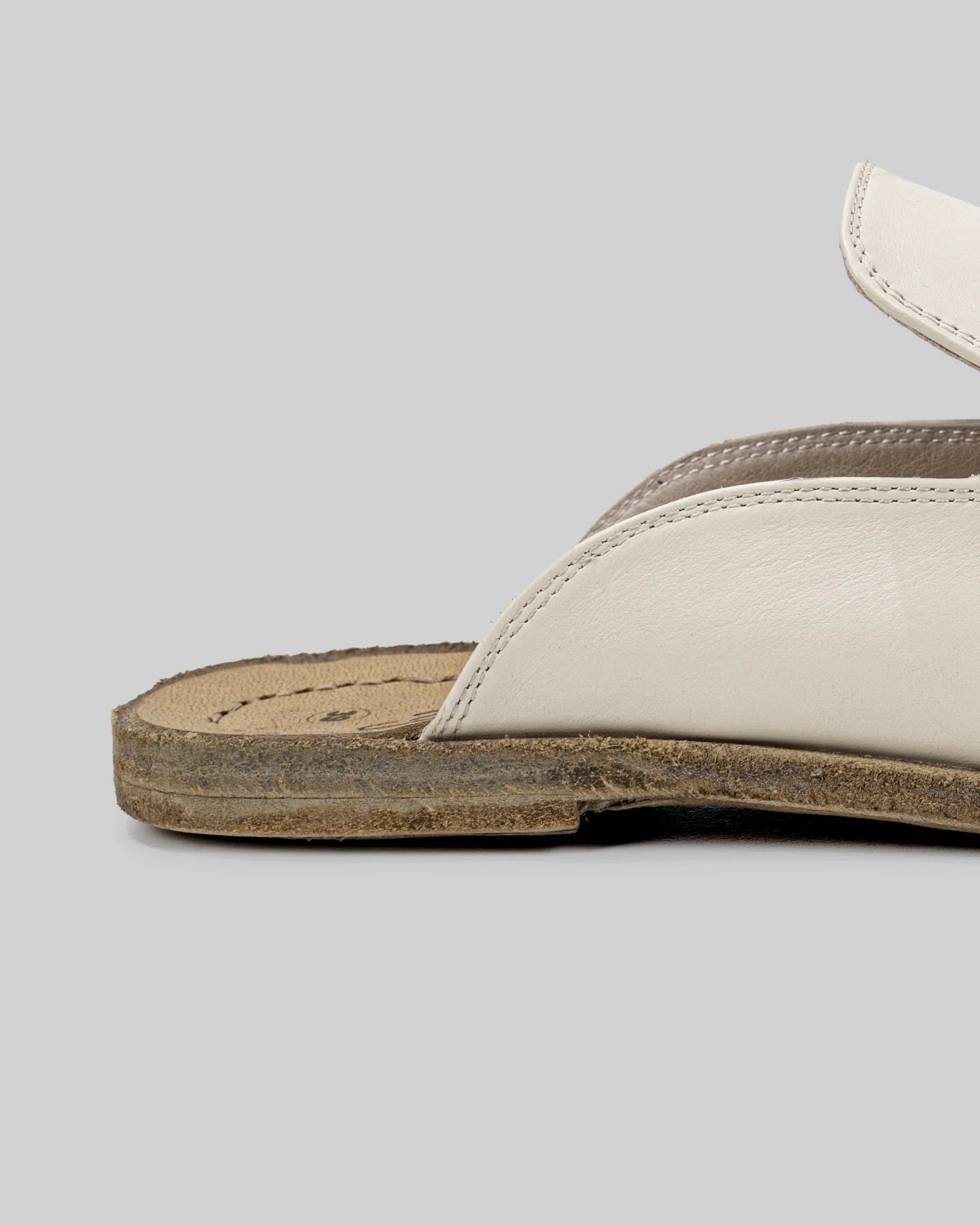 Top view Cream Pointed Toe Mules - Handcrafted Calf Leather | Bespoky