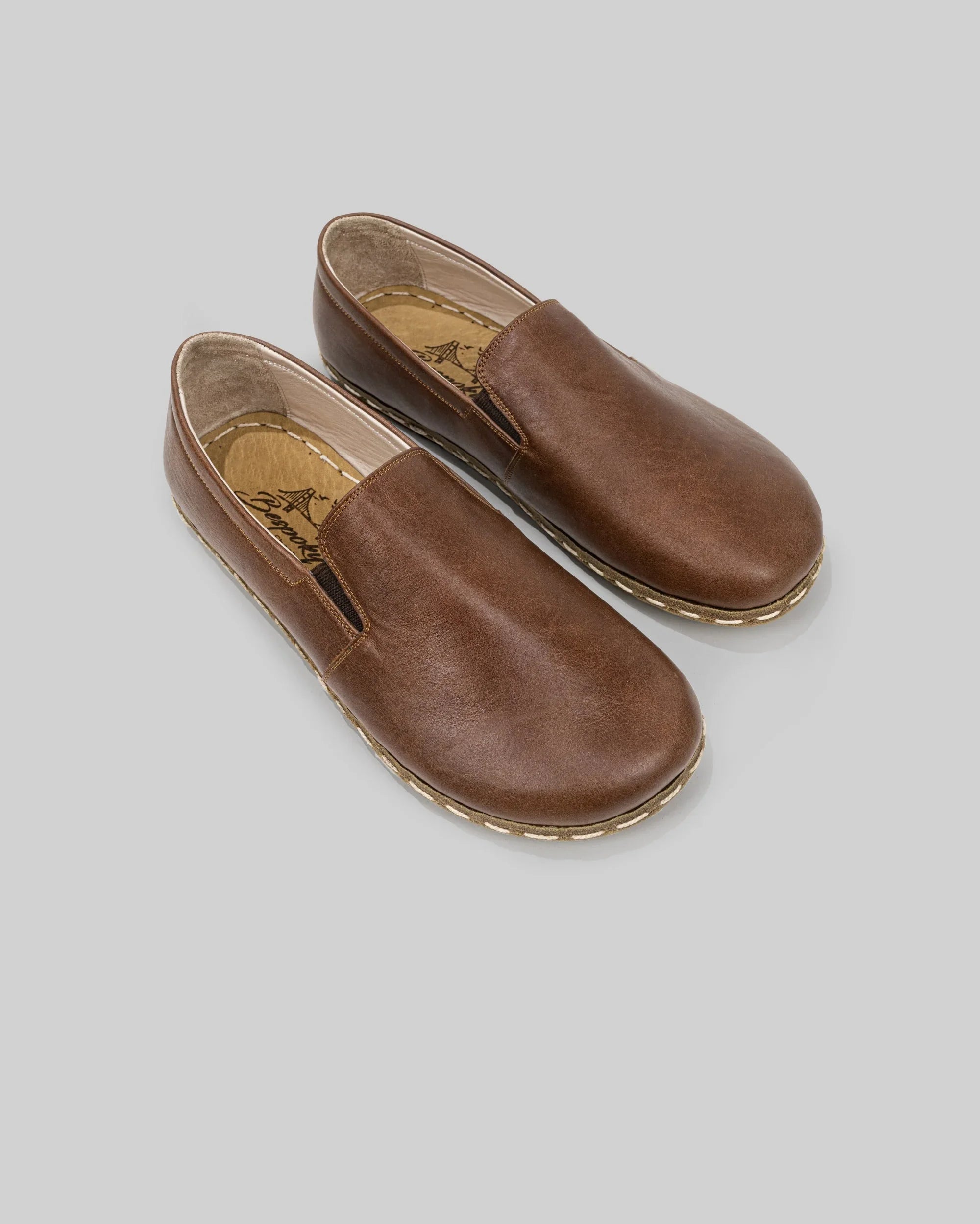 Women's Brown Barefoot Shoes - Handcrafted Calf Leather Wide Toe Box | Bespoky