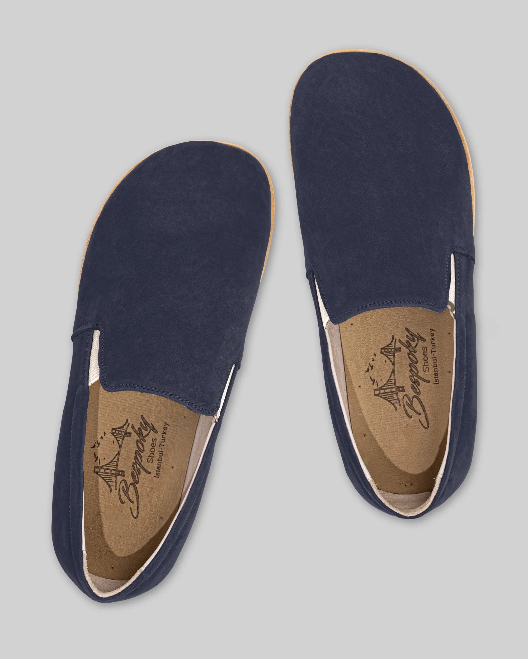 Side view Navy Barefoot Shoes - Calf Leather Zero Drop | Bespoky