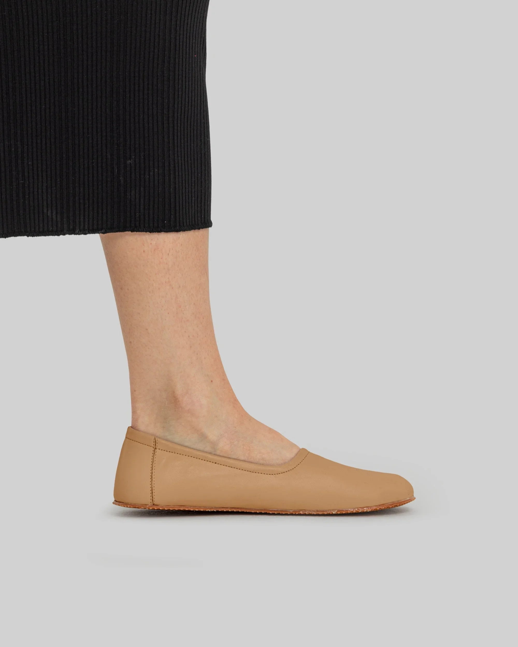 Pair Undyed Ballet Flats - Barefoot Wide Toe Calf Leather | Bespoky