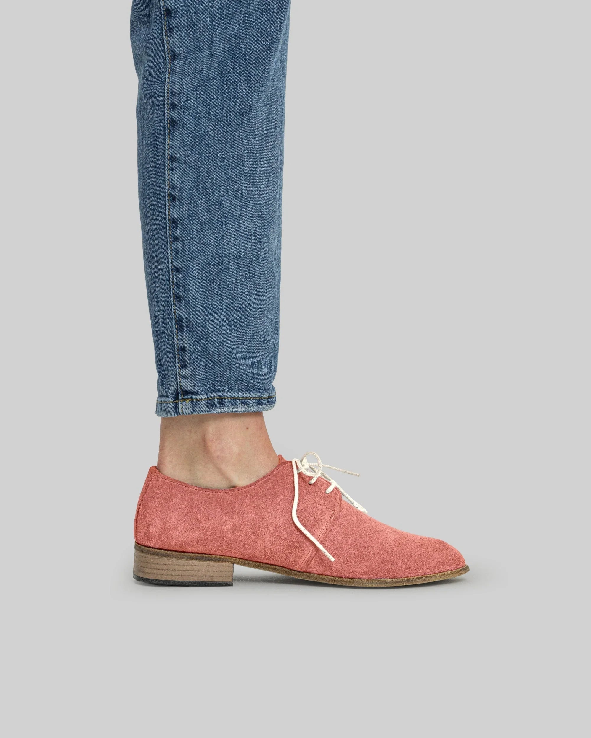 Pair Pink Pointed Toe Oxford - Barefoot Wide Toe Calf Leather | Bespoky