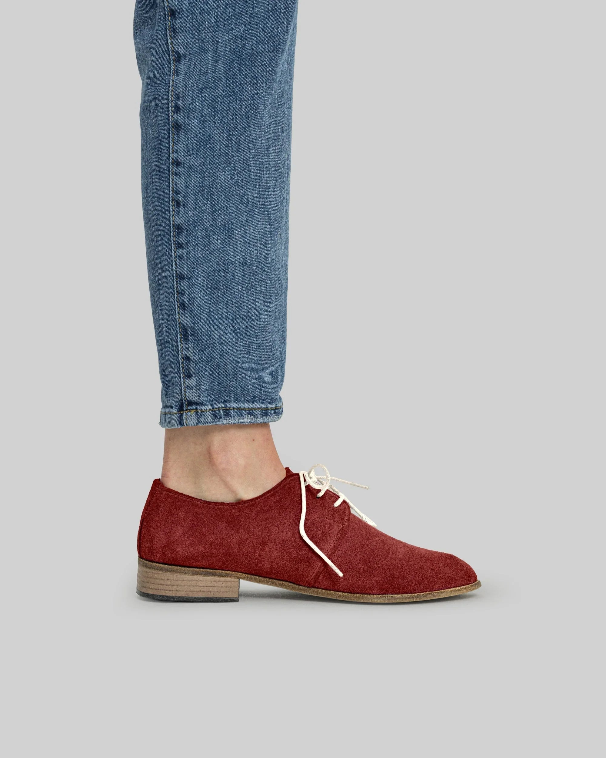 Pair Burgundy Pointed Toe Oxford - Barefoot Wide Toe Calf Leather | Bespoky