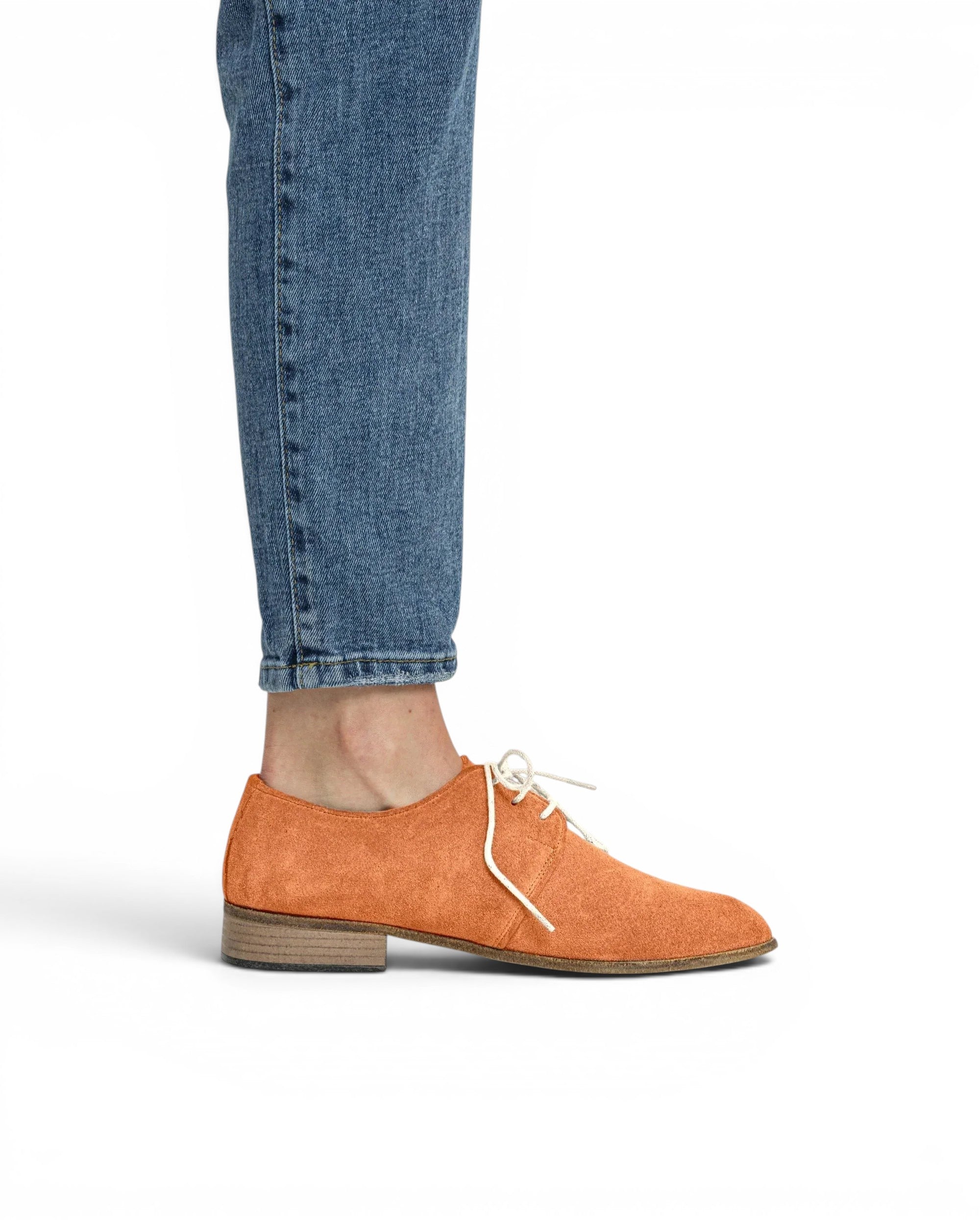 Pair Orange Pointed Toe Oxford - Barefoot Wide Toe Calf Leather | Bespoky
