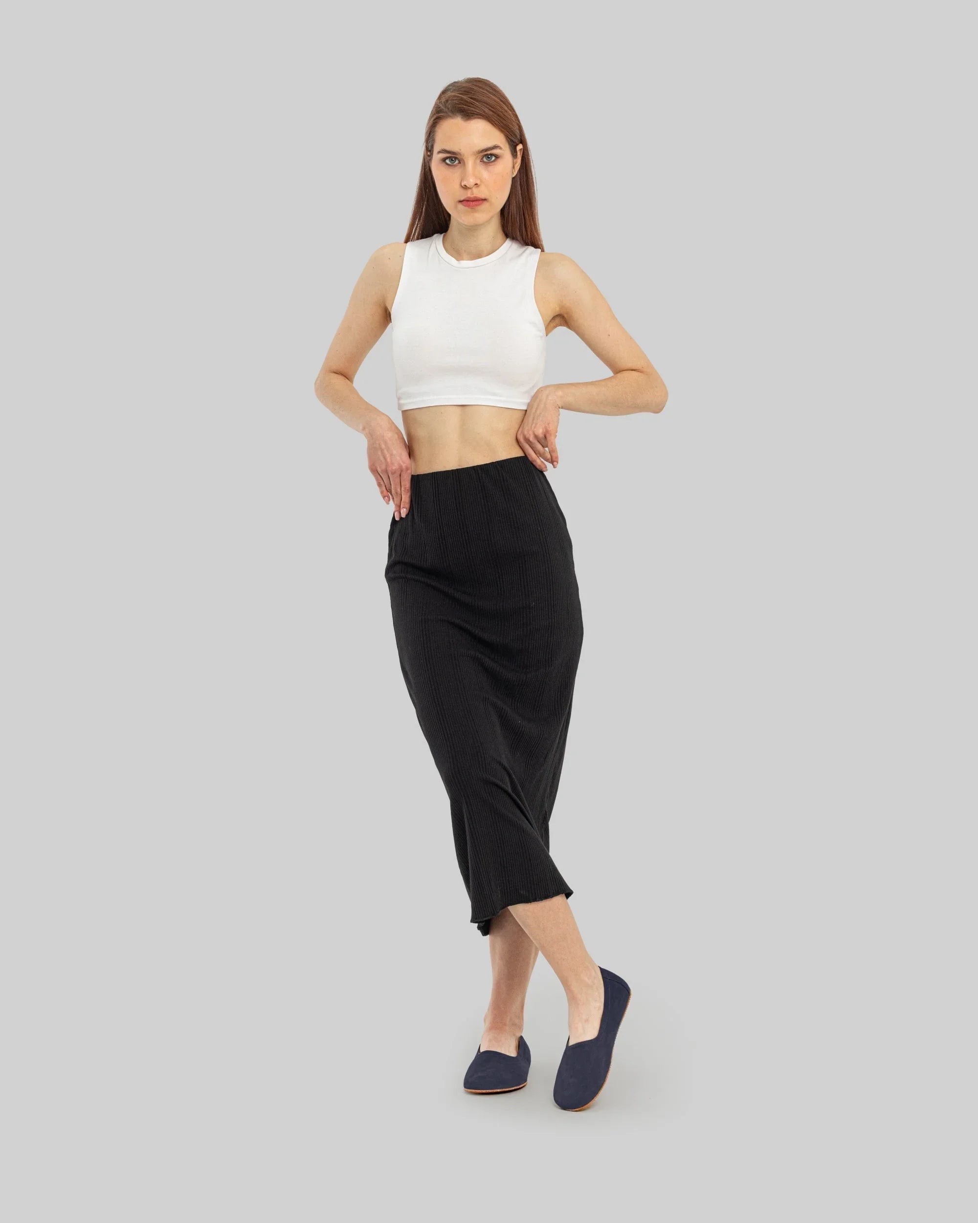 Pair Navy Ballet Flats - Barefoot Wide Toe Calf Leather | Bespoky