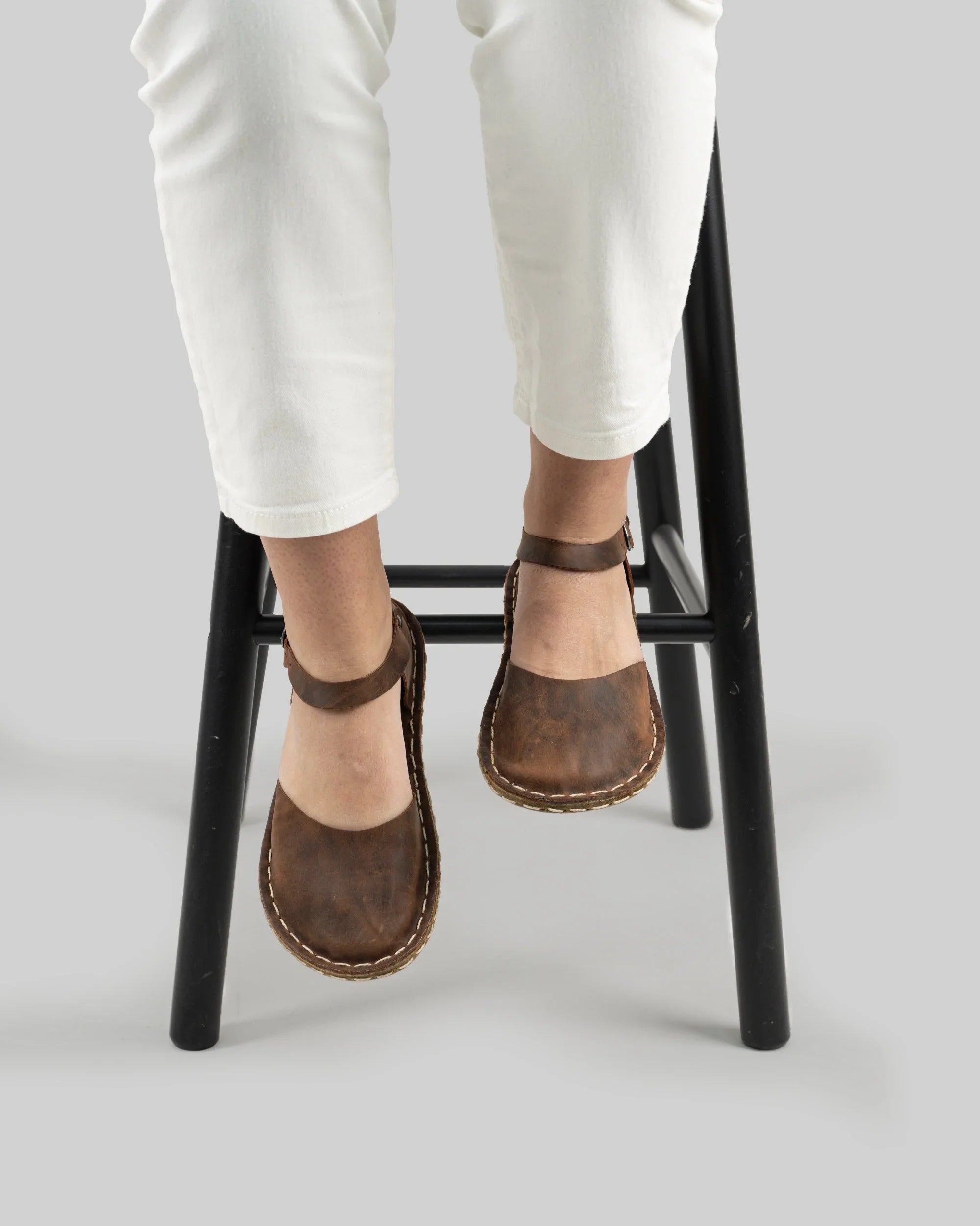 Detail Tan Barefoot Sandal - Handcrafted Calf Leather Turkey | Bespoky