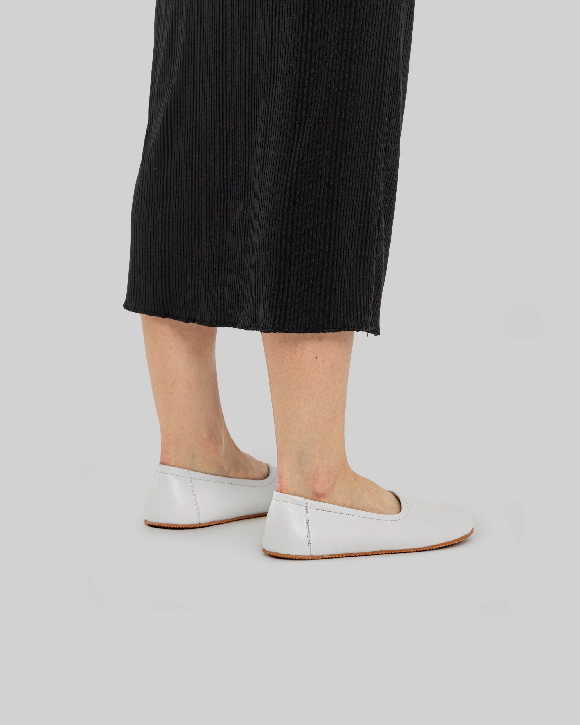 Side view White Ballet Flats - Calf Leather Zero Drop | Bespoky