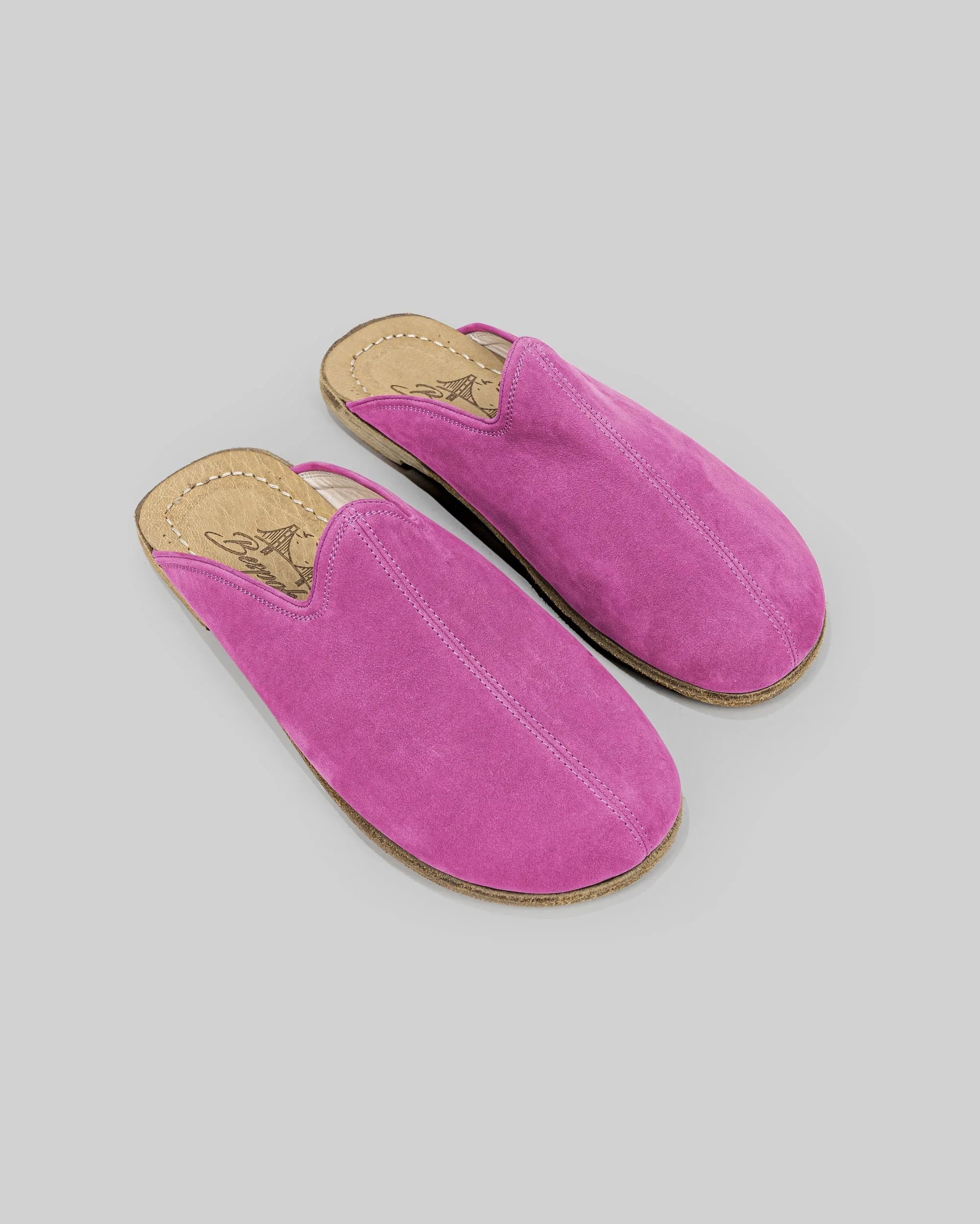 Zapatillas rosas para mujer - Caja ancha para los dedos de cuero de becerro hecho a mano | Bespoky