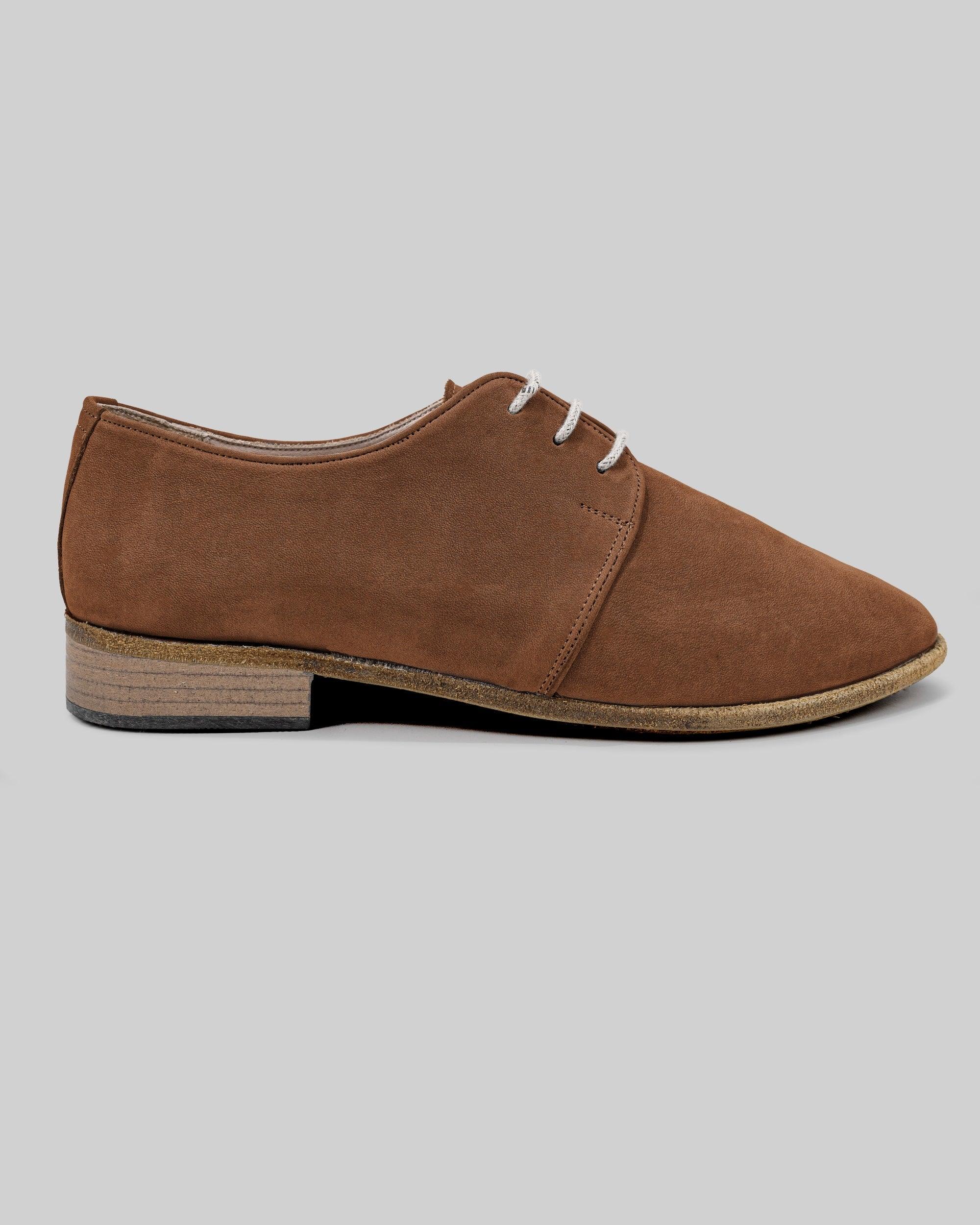Side view Tan Pointed Toe Oxford - Calf Leather Zero Drop | Bespoky