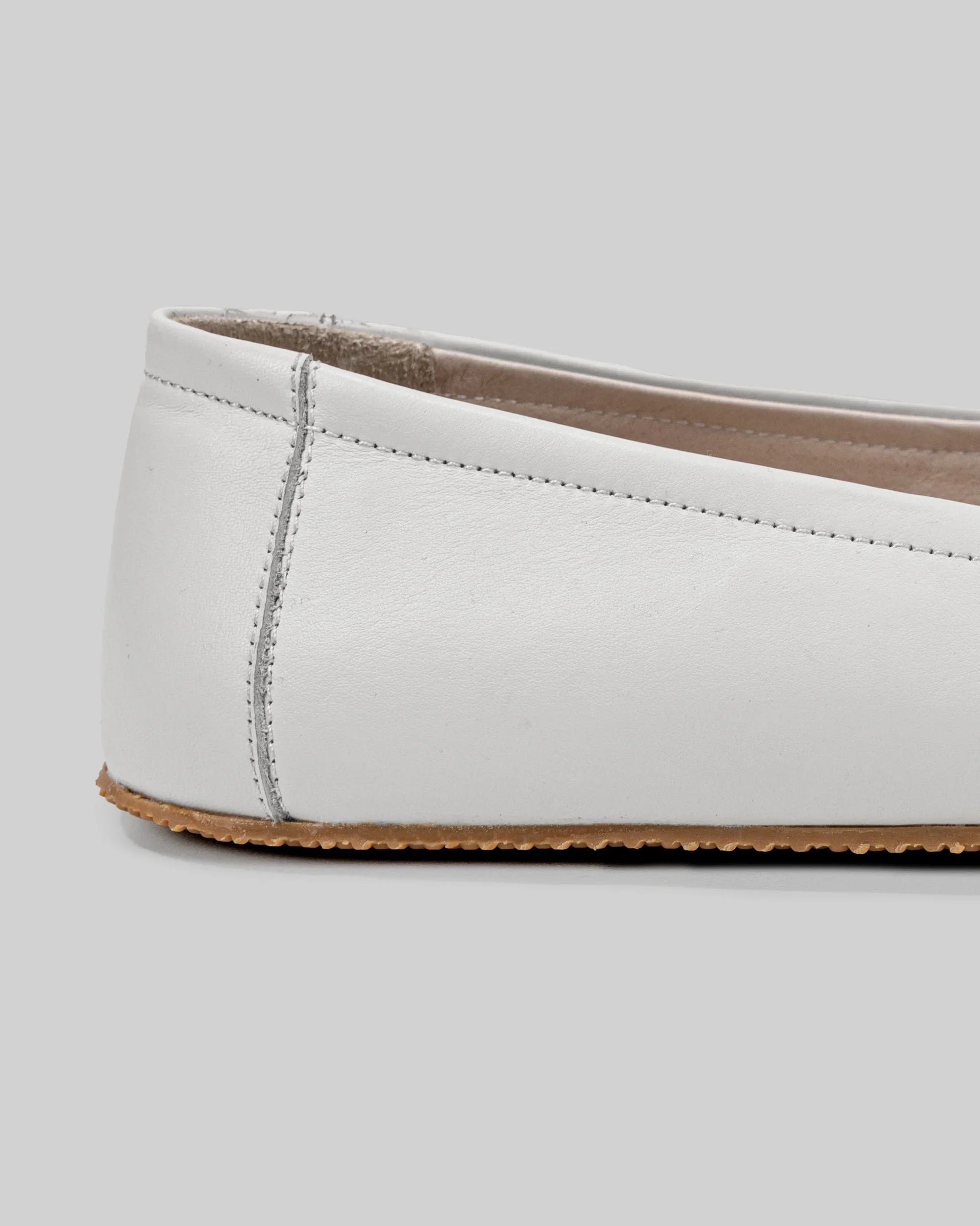 Detail White Ballet Flats - Handcrafted Calf Leather Turkey | Bespoky
