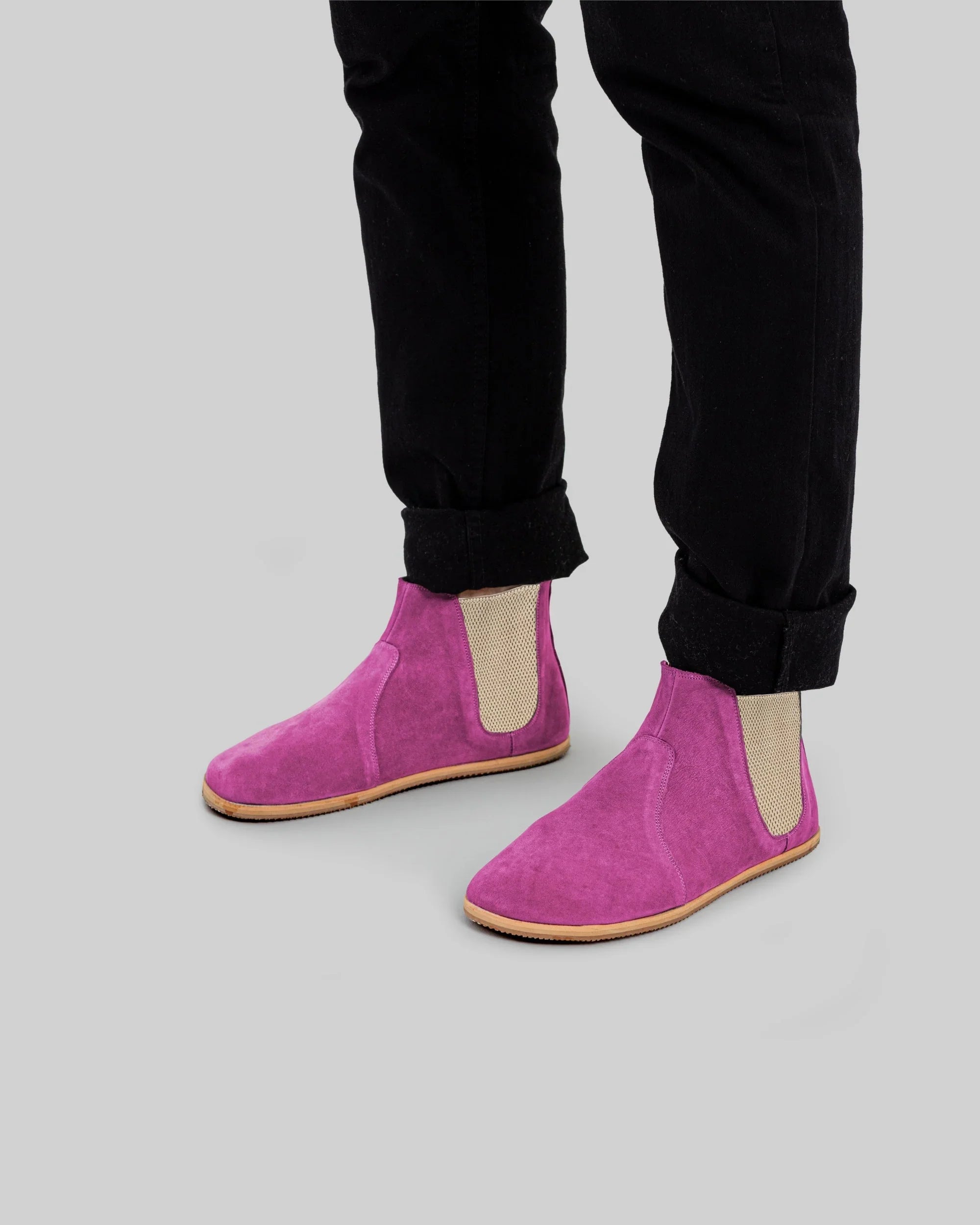 Detail Pink Nubuck Chelsea Boots - Handcrafted Calf Leather Turkey | Bespoky