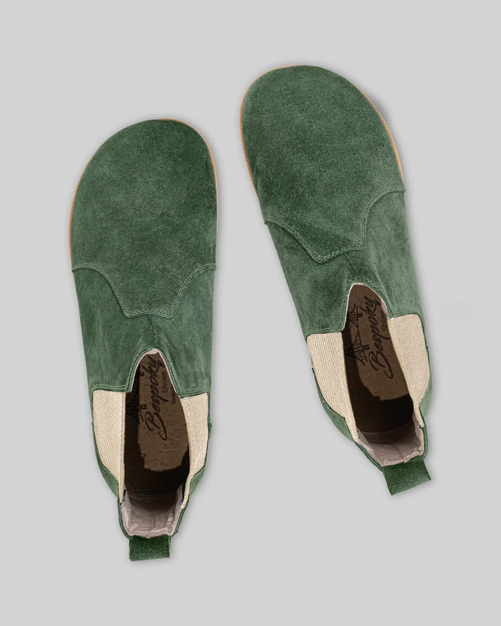 Side view Green Chelsea Boots - Calf Leather Zero Drop | Bespoky