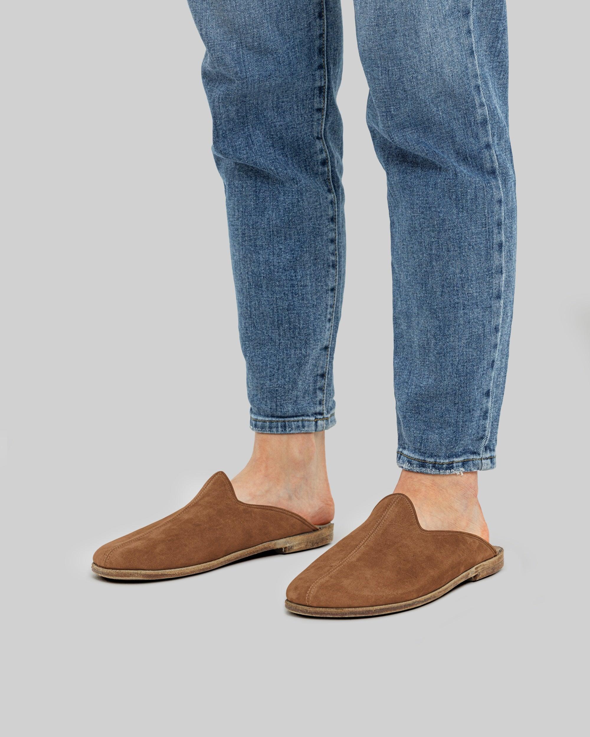 Detail Gold Shearling Slippers - Handcrafted Calf Leather Turkey | Bespoky