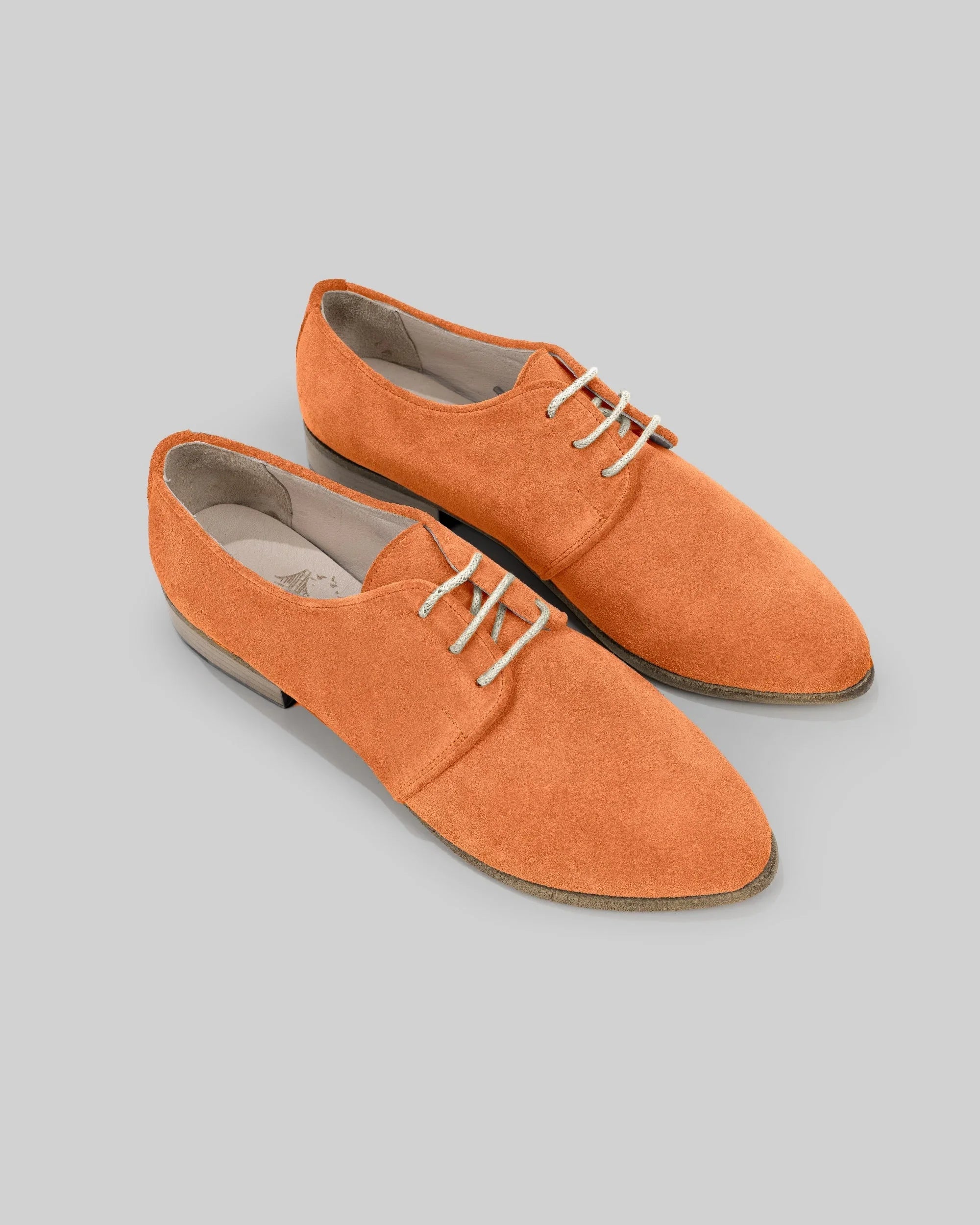 Women's Orange Pointed Toe Oxford - Handcrafted Calf Leather Wide Toe Box | Bespoky