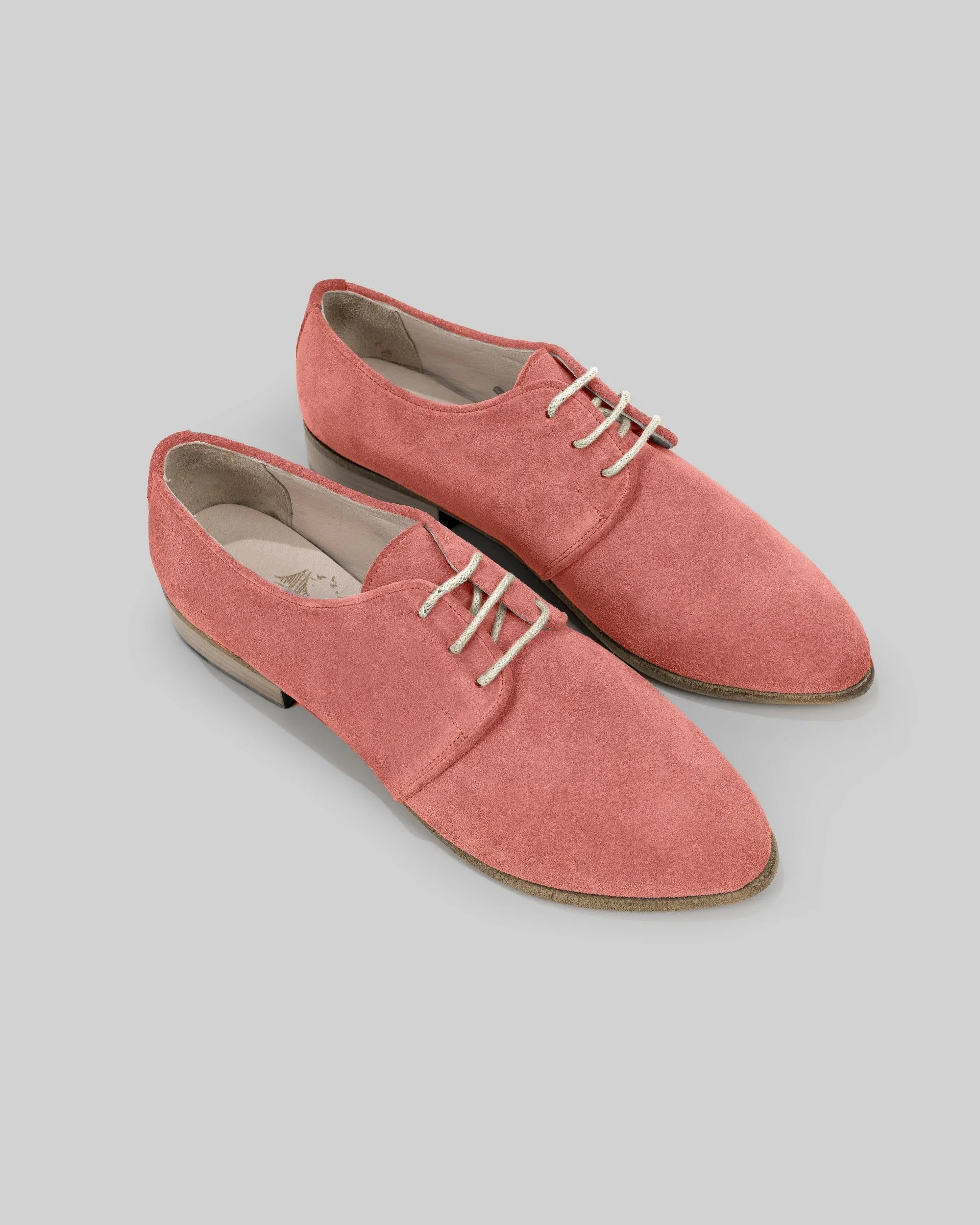 Women's Pink Pointed Toe Oxford - Handcrafted Calf Leather Wide Toe Box | Bespoky