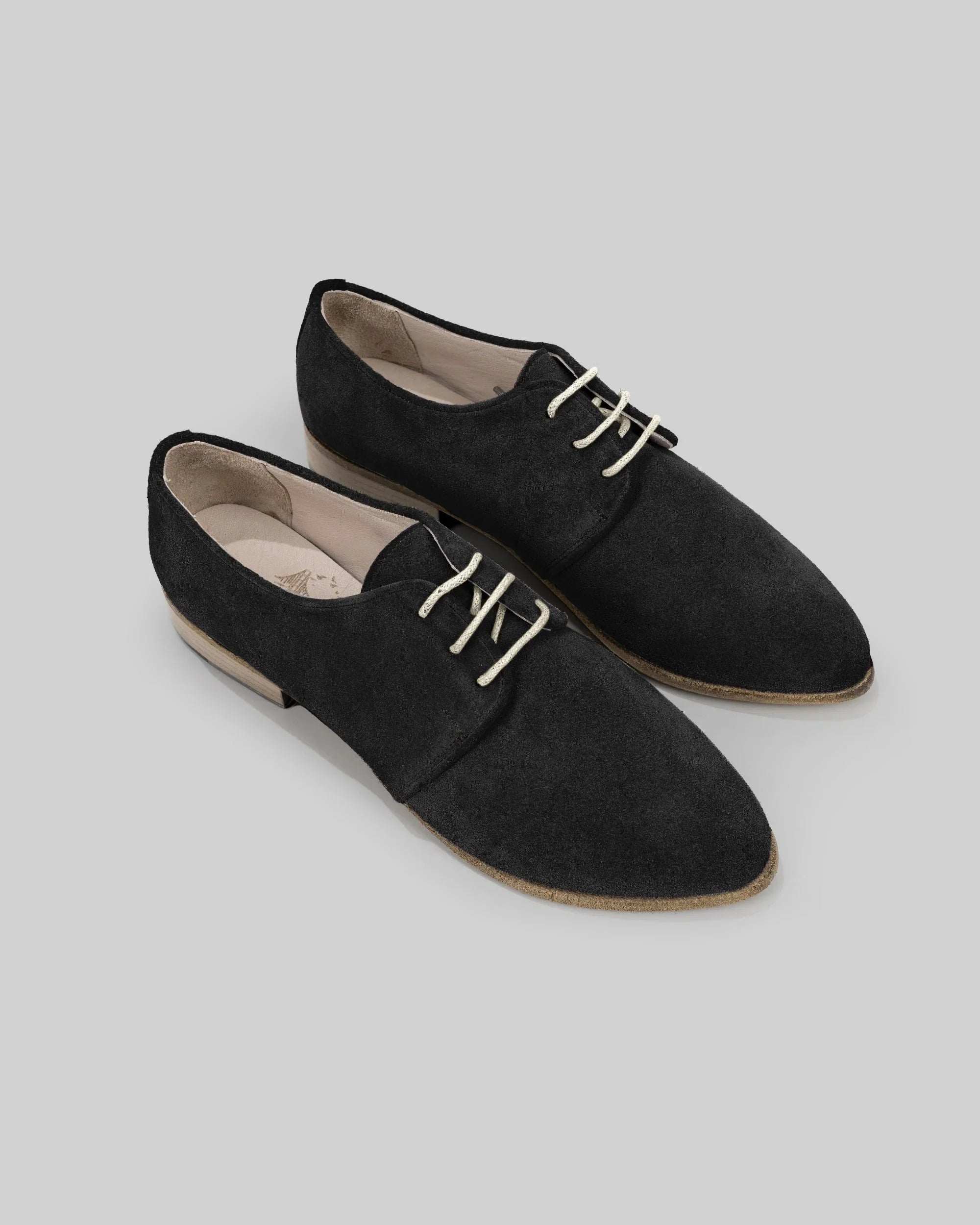Women's Black Pointed Toe Oxford - Handcrafted Calf Leather Wide Toe Box | Bespoky