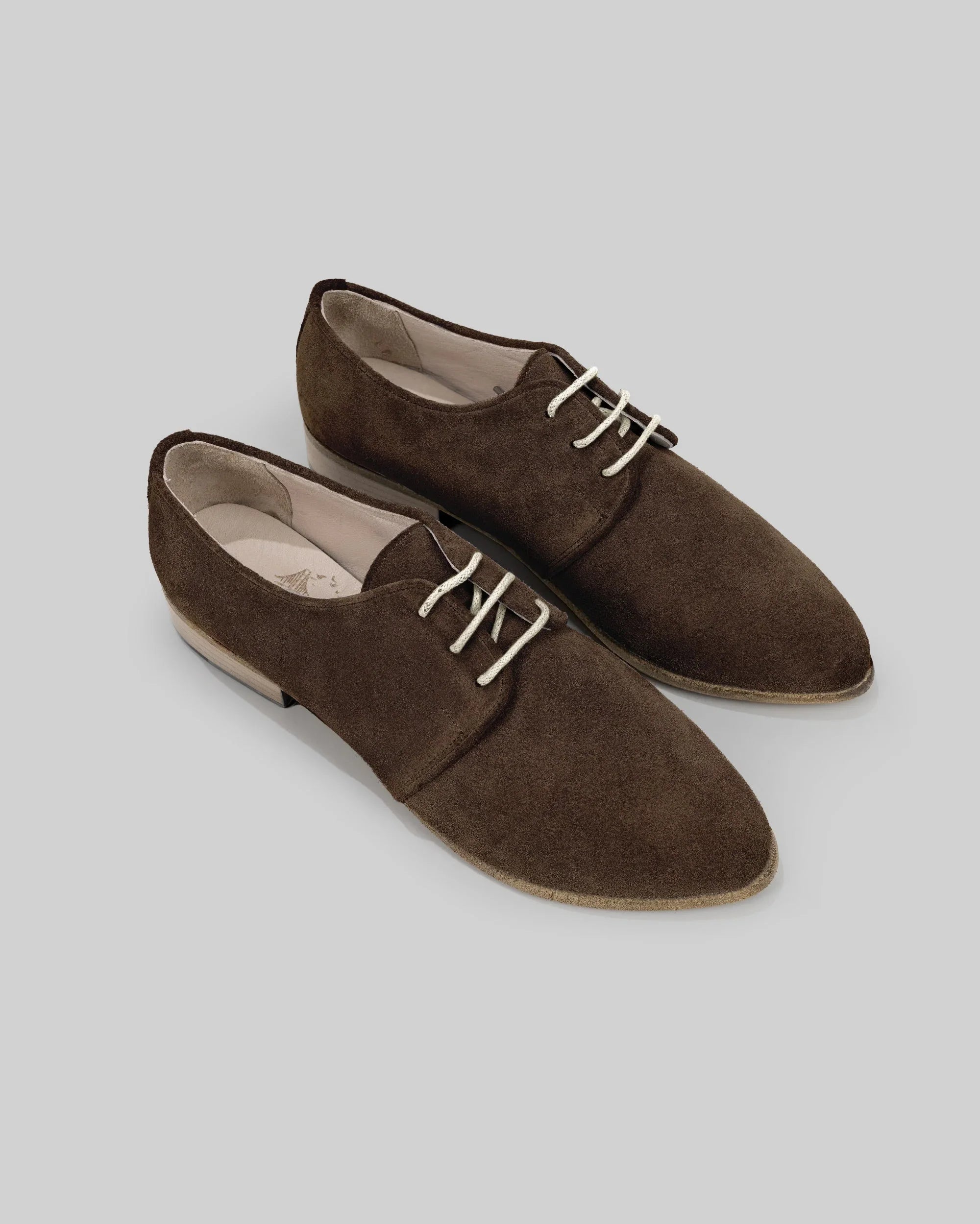 Women's Brown Pointed Toe Oxford - Handcrafted Calf Leather Wide Toe Box | Bespoky