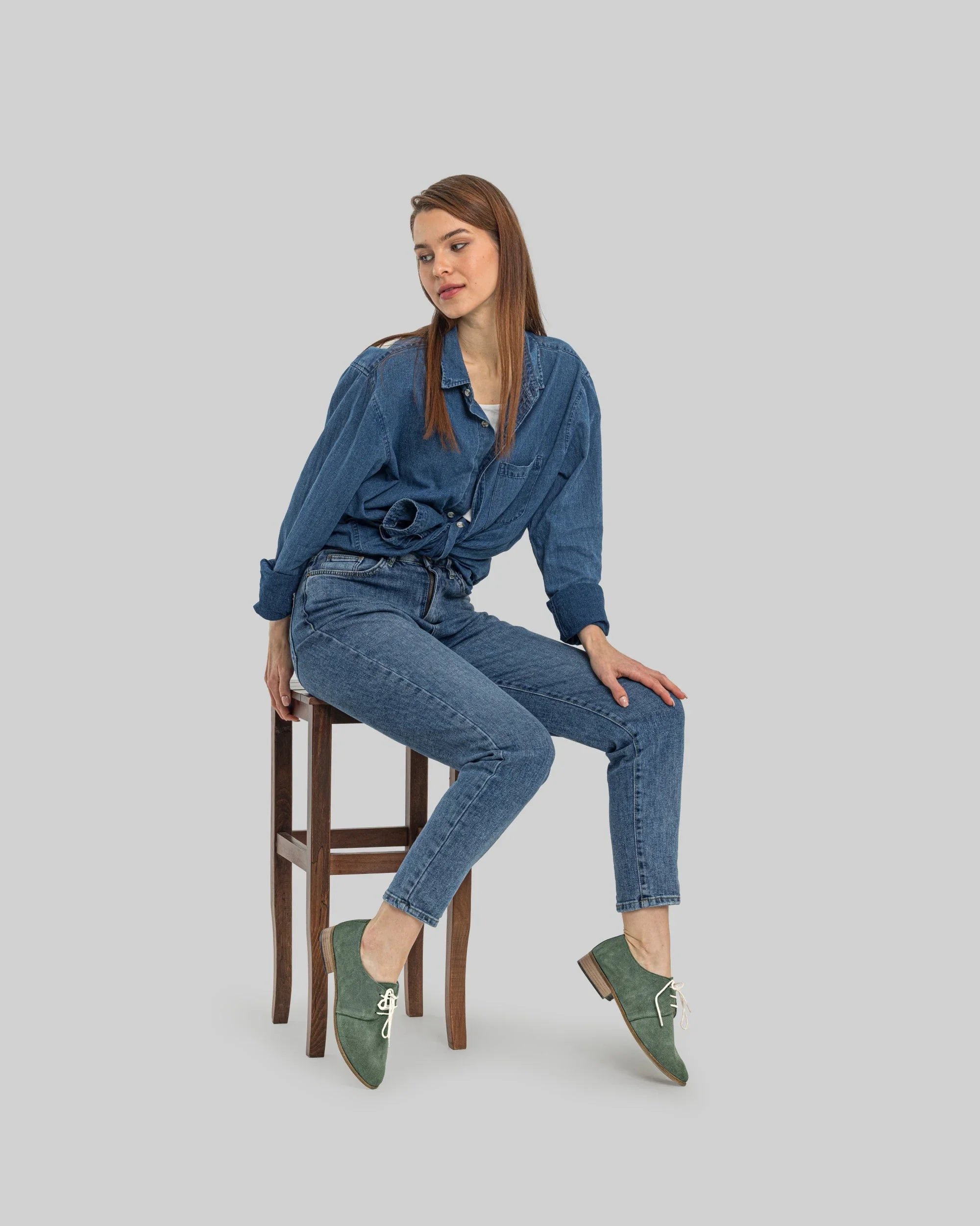 Back view Green Pointed Toe Oxford - Calf Leather Handcrafted | Bespoky
