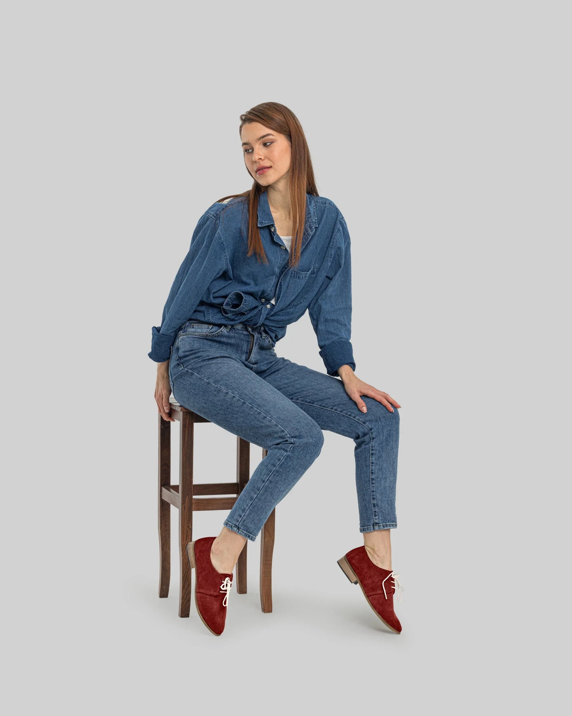 Back view Burgundy Pointed Toe Oxford - Calf Leather Handcrafted | Bespoky