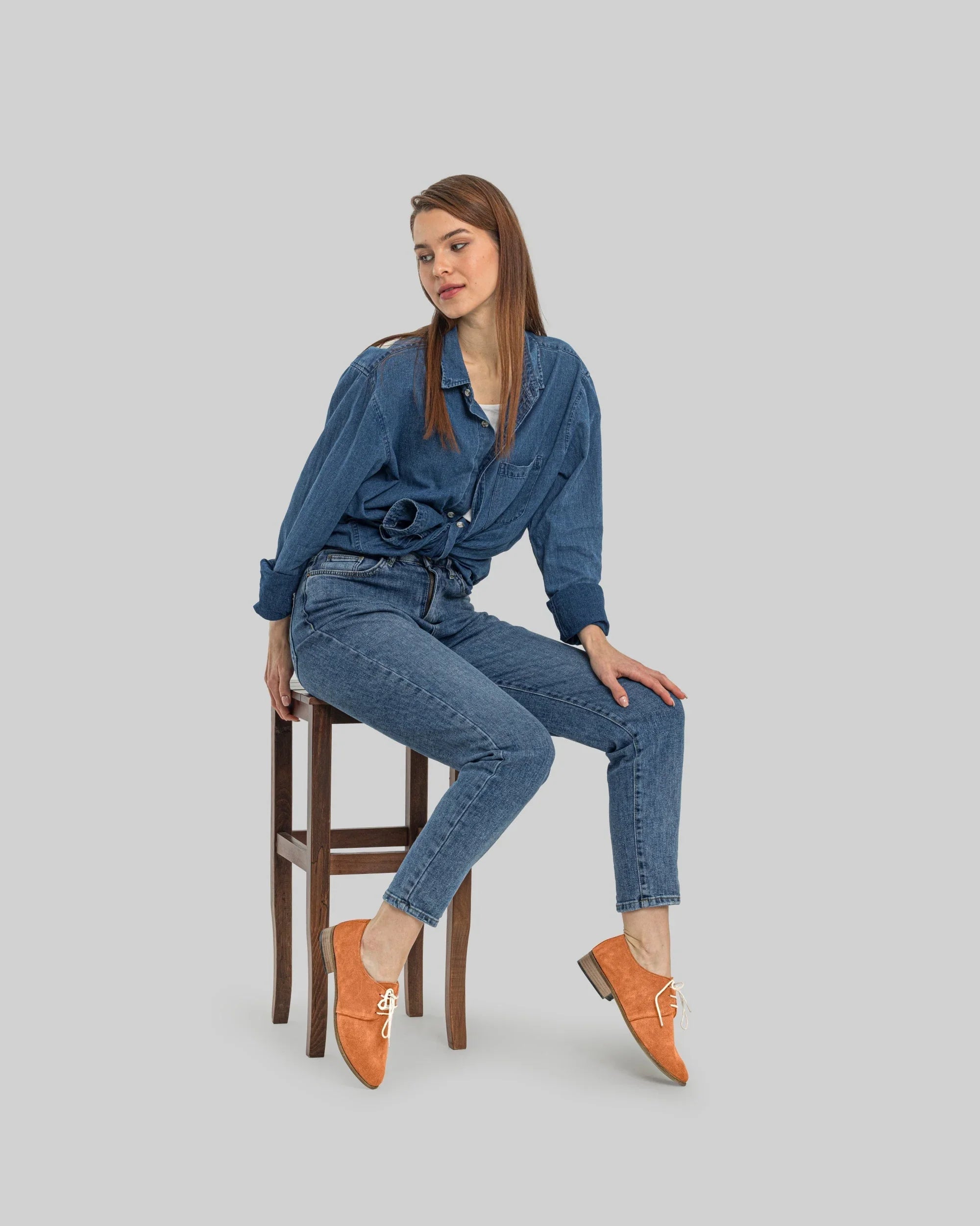 Back view Orange Pointed Toe Oxford - Calf Leather Handcrafted | Bespoky