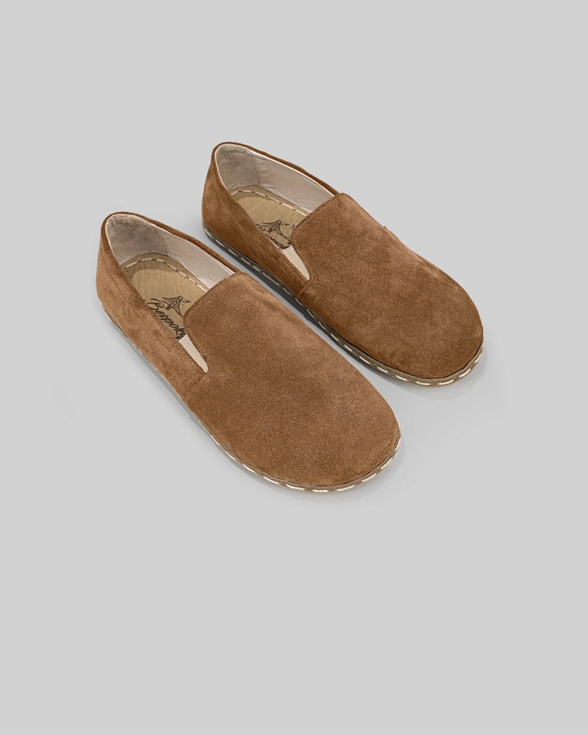Men's Tan Suede Barefoot Shoes - Handcrafted Calf Leather Wide Toe Box | Bespoky