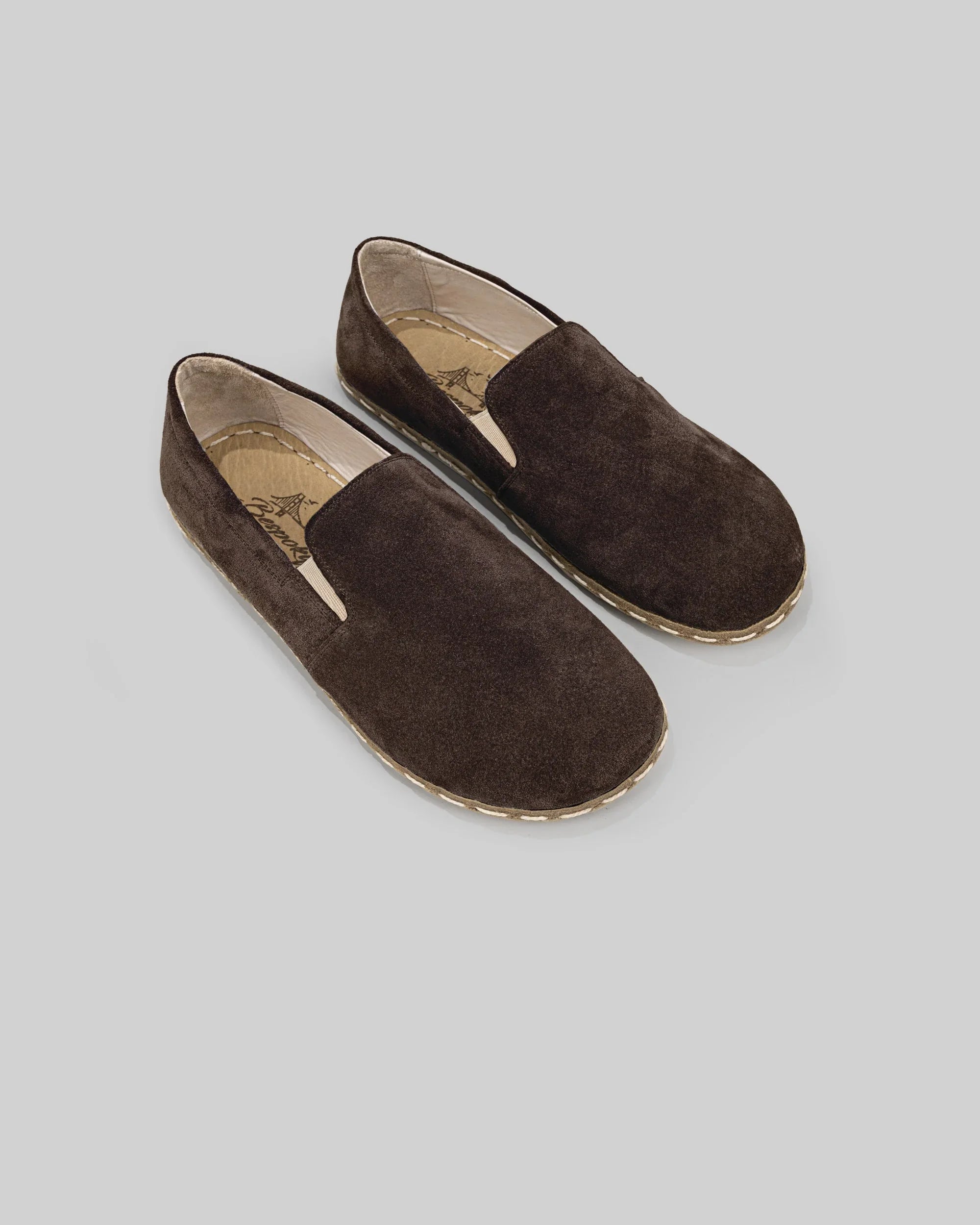 Men's Brown Suede Barefoot Shoes - Handcrafted Calf Leather Wide Toe Box | Bespoky