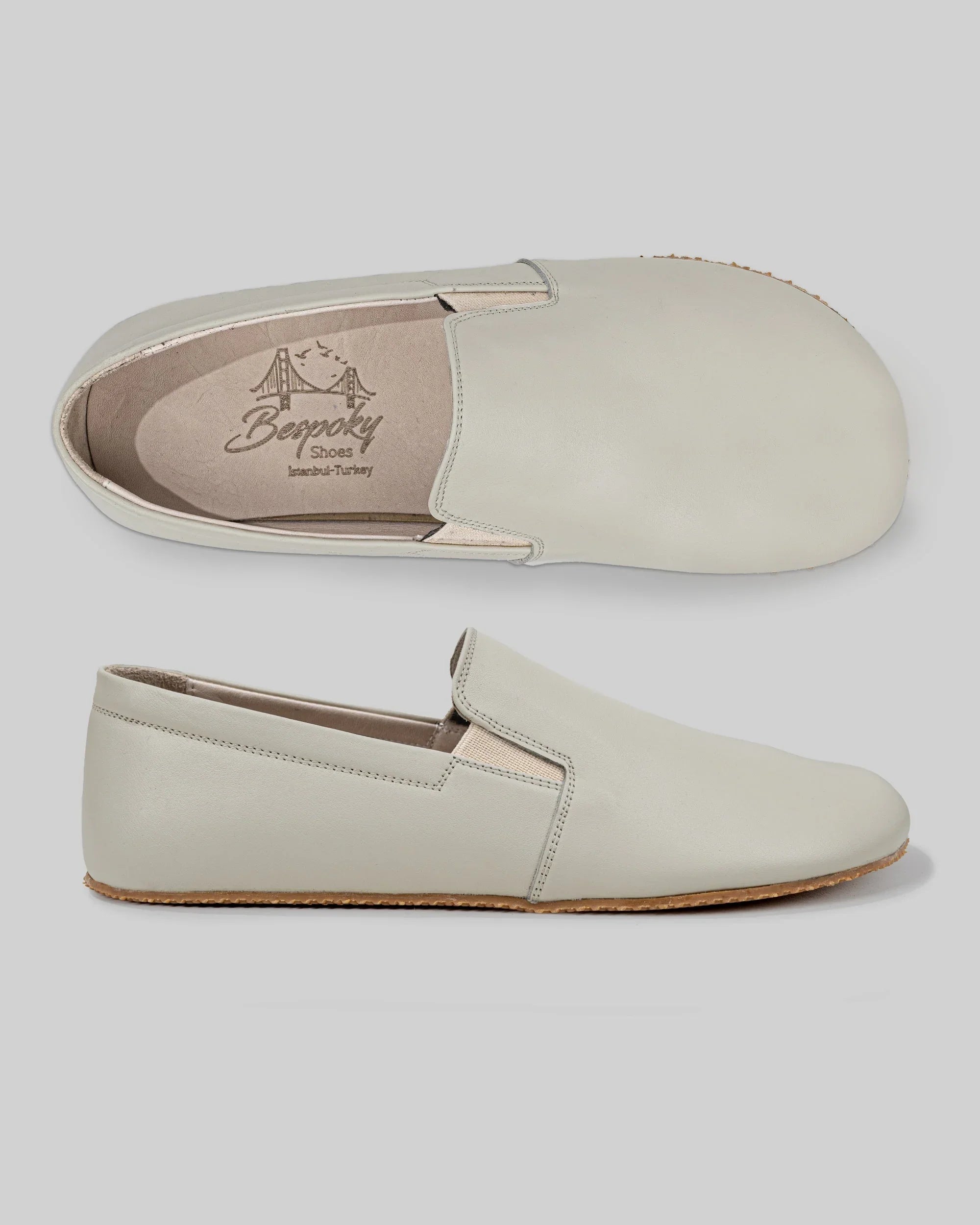 Men's Lucas Beige Barefoot Shoes - Handcrafted Calf Leather Wide Toe Box | Bespoky