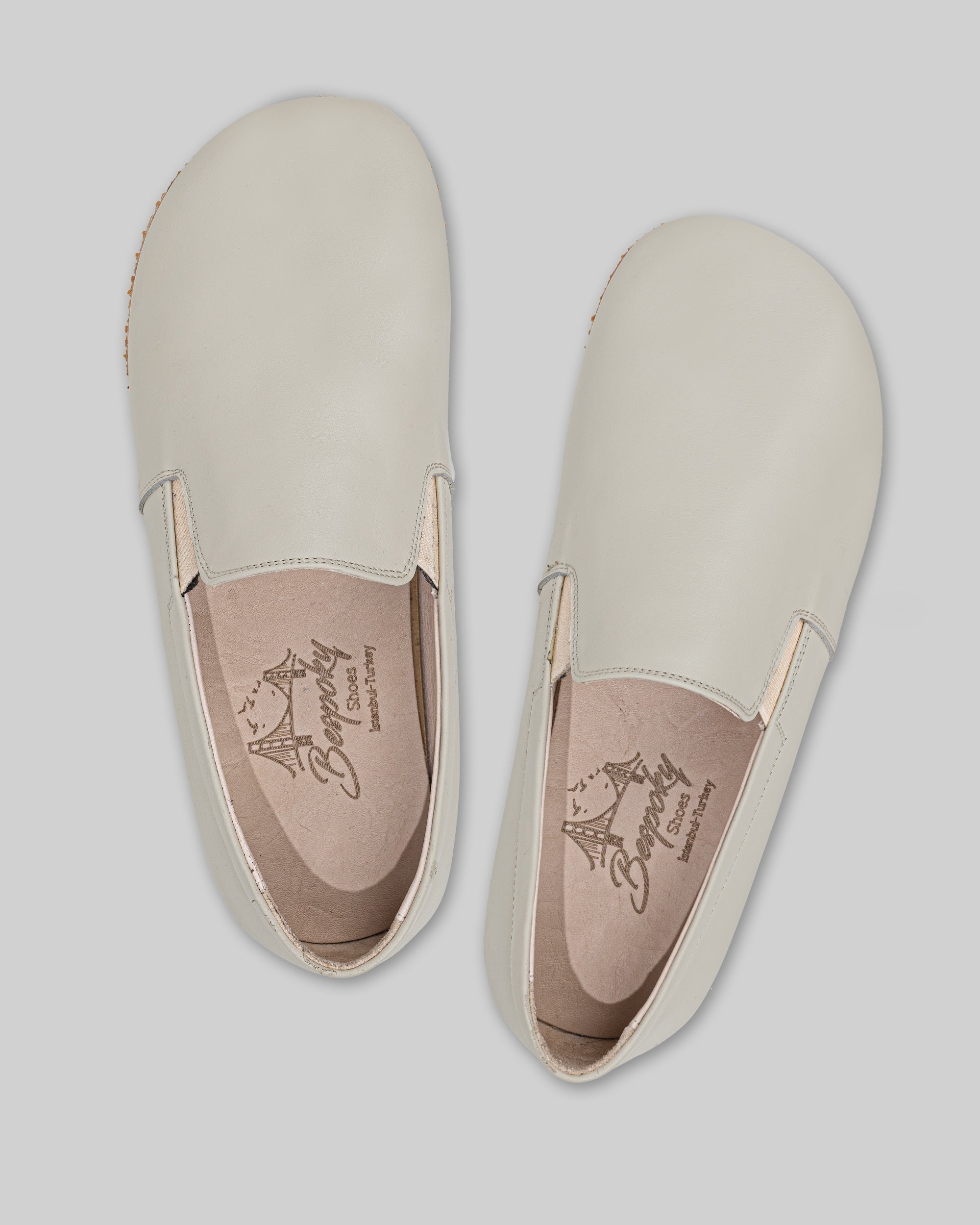 Detail Lucas Beige Barefoot Shoes - Handcrafted Calf Leather Turkey | Bespoky