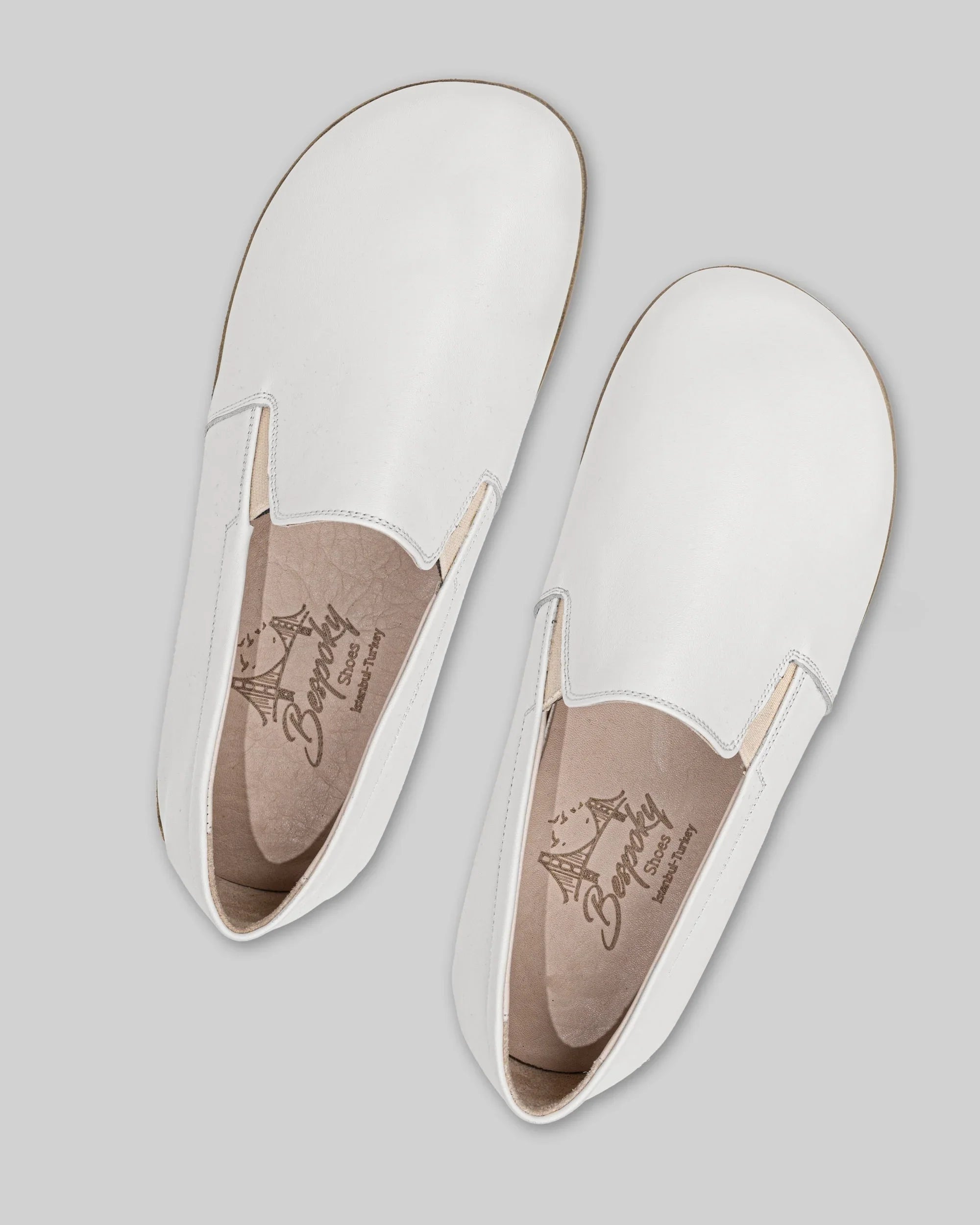 Top view White Barefoot Shoes - Handcrafted Calf Leather | Bespoky