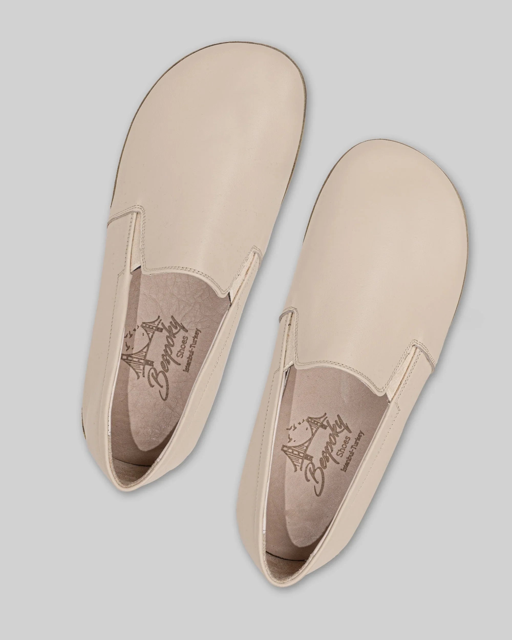 Back view Beige Barefoot Shoes - Calf Leather Handcrafted | Bespoky