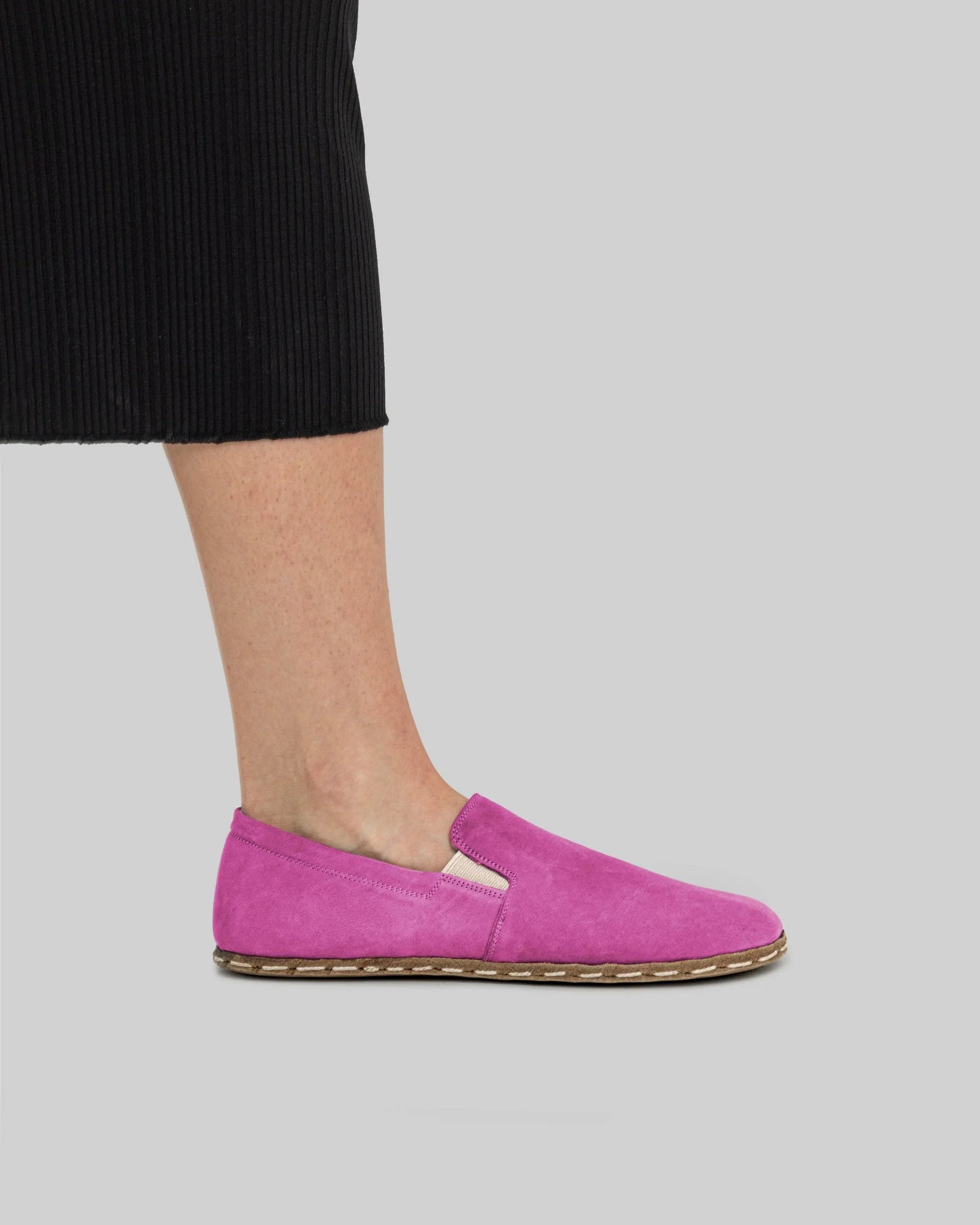 Pair Pink Nubuck Barefoot Shoes - Barefoot Wide Toe Calf Leather | Bespoky
