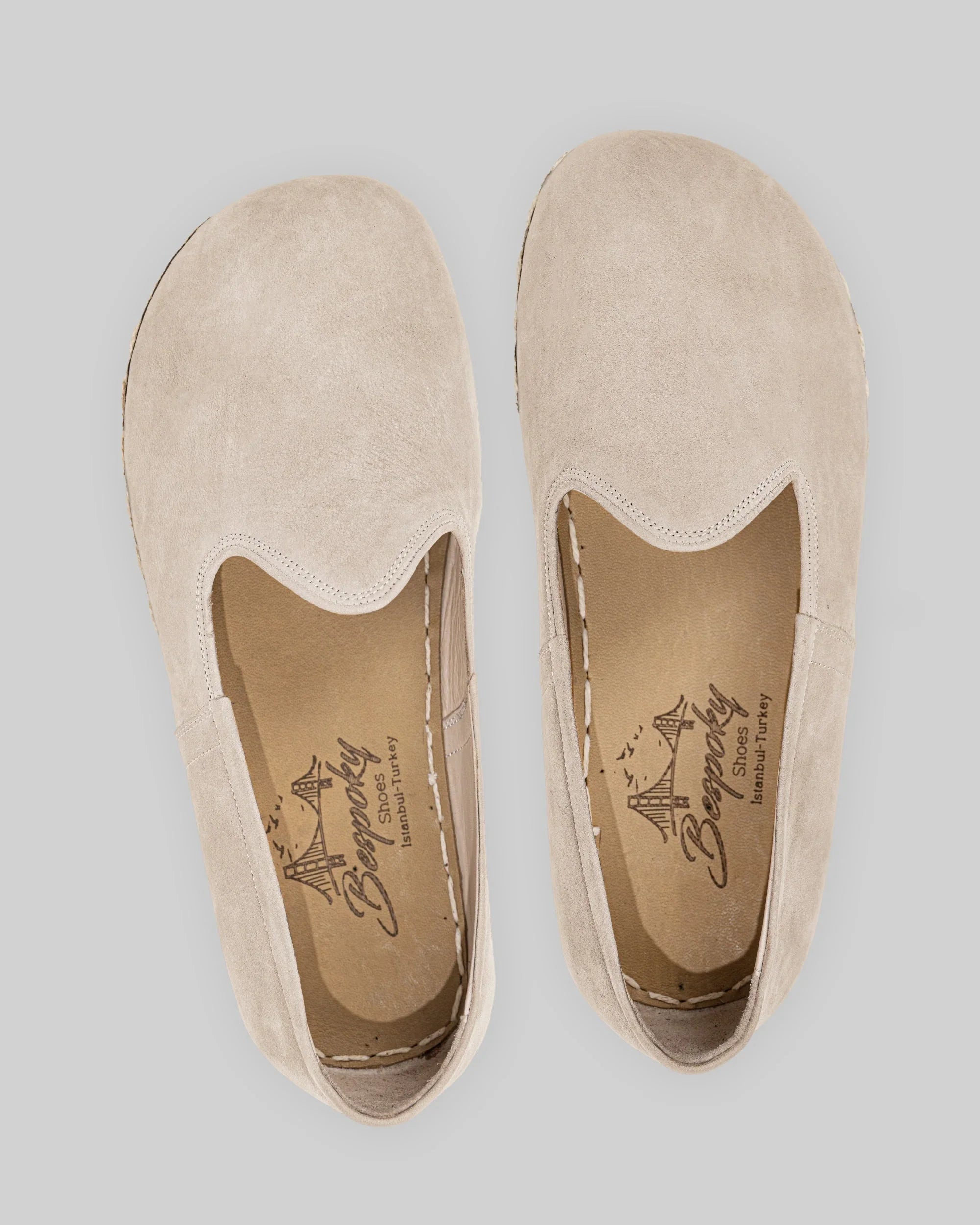 Side view Beige Nubuck Barefoot Yemeni - Calf Leather Zero Drop | Bespoky