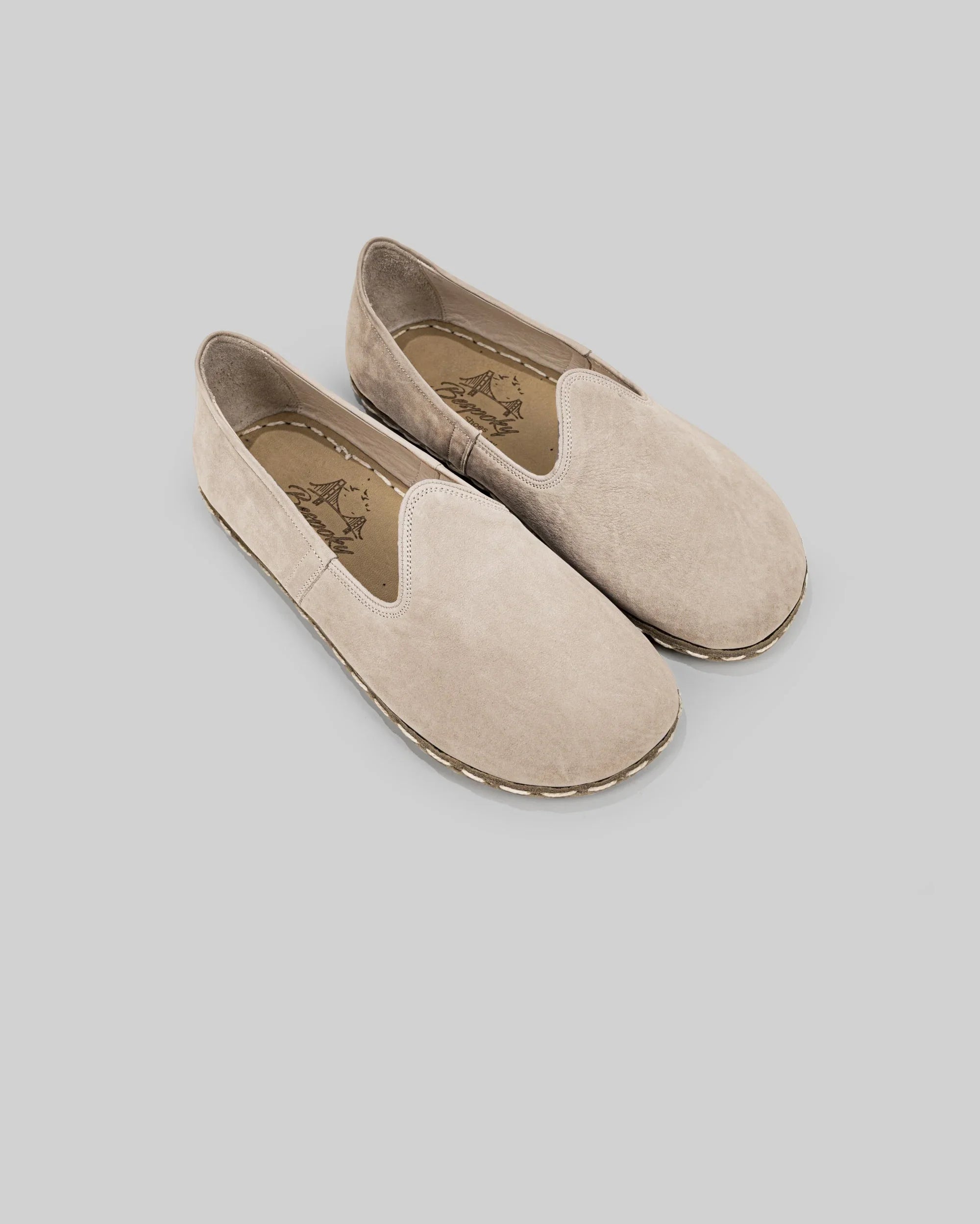 Men's Beige Nubuck Barefoot Yemeni - Handcrafted Calf Leather Wide Toe Box | Bespoky