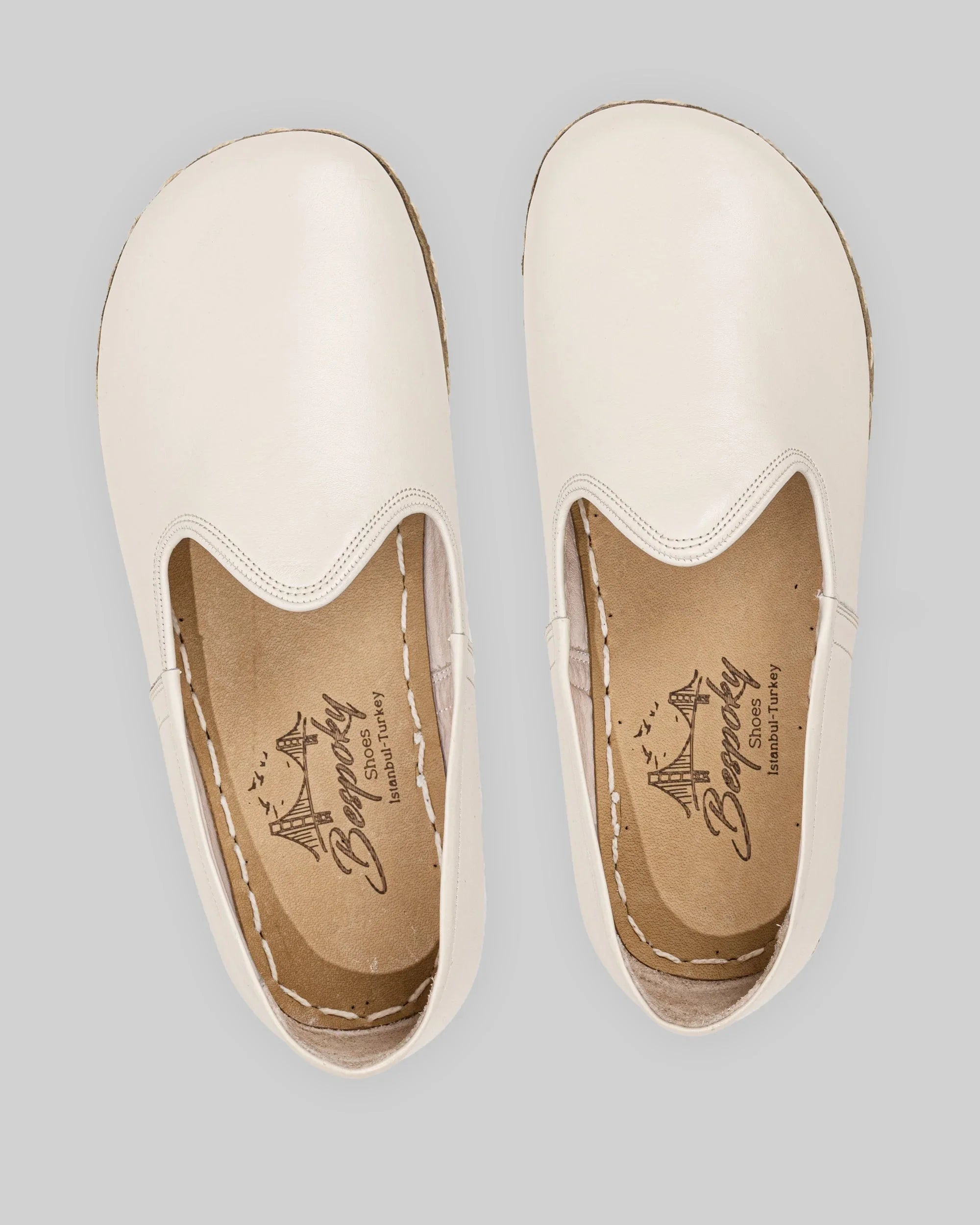 Top view Cream Barefoot Yemeni - Handcrafted Calf Leather | Bespoky