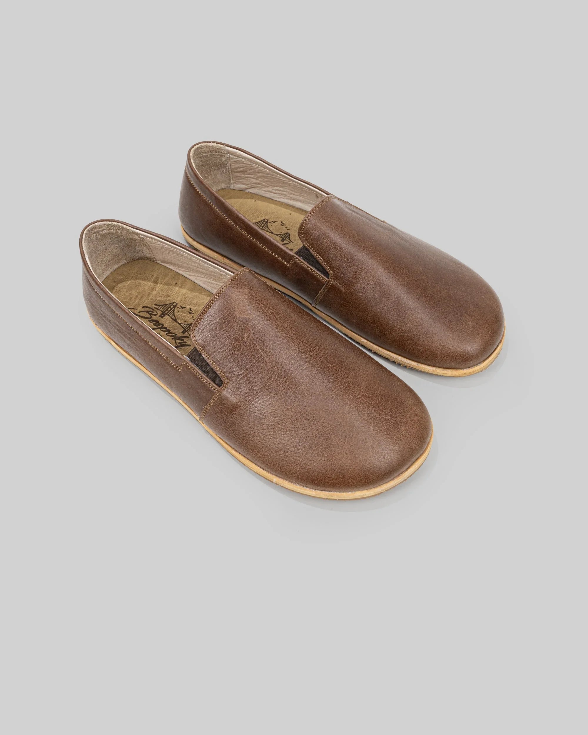 Women's Brown Barefoot Shoes - Handcrafted Calf Leather Wide Toe Box | Bespoky