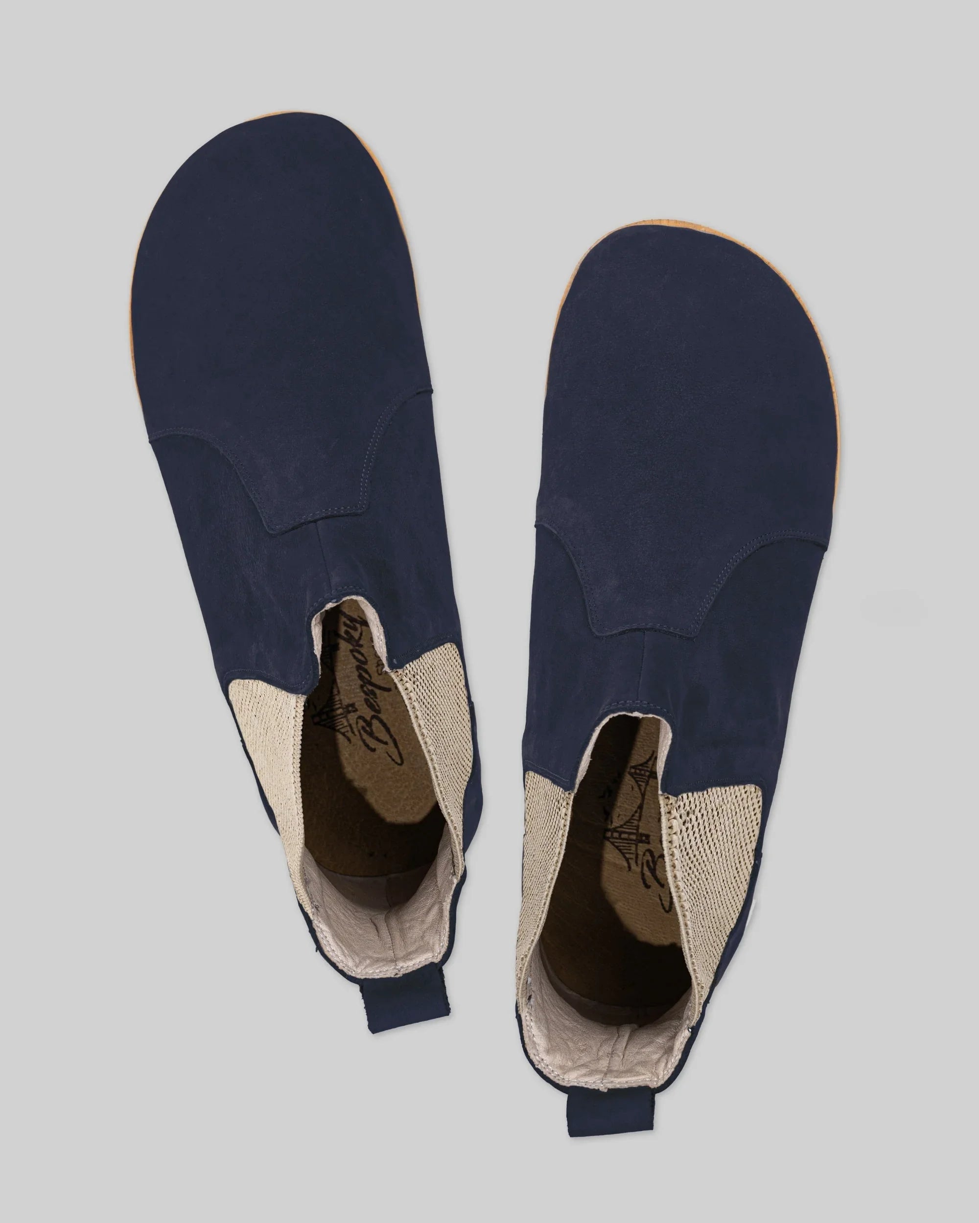Side view Navy Chelsea Boots - Calf Leather Zero Drop | Bespoky