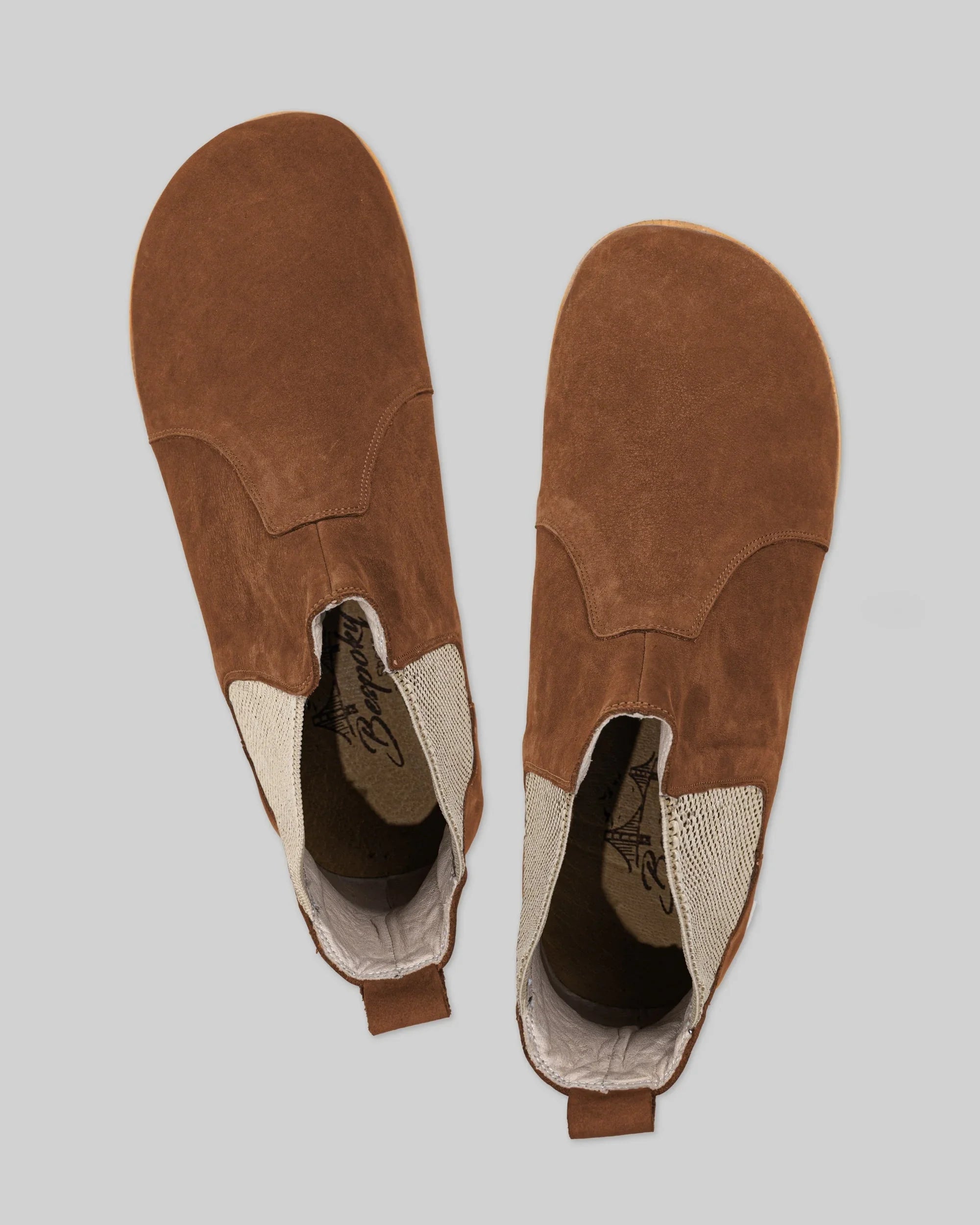Side view Tan Nubuck Chelsea Boots - Calf Leather Zero Drop | Bespoky