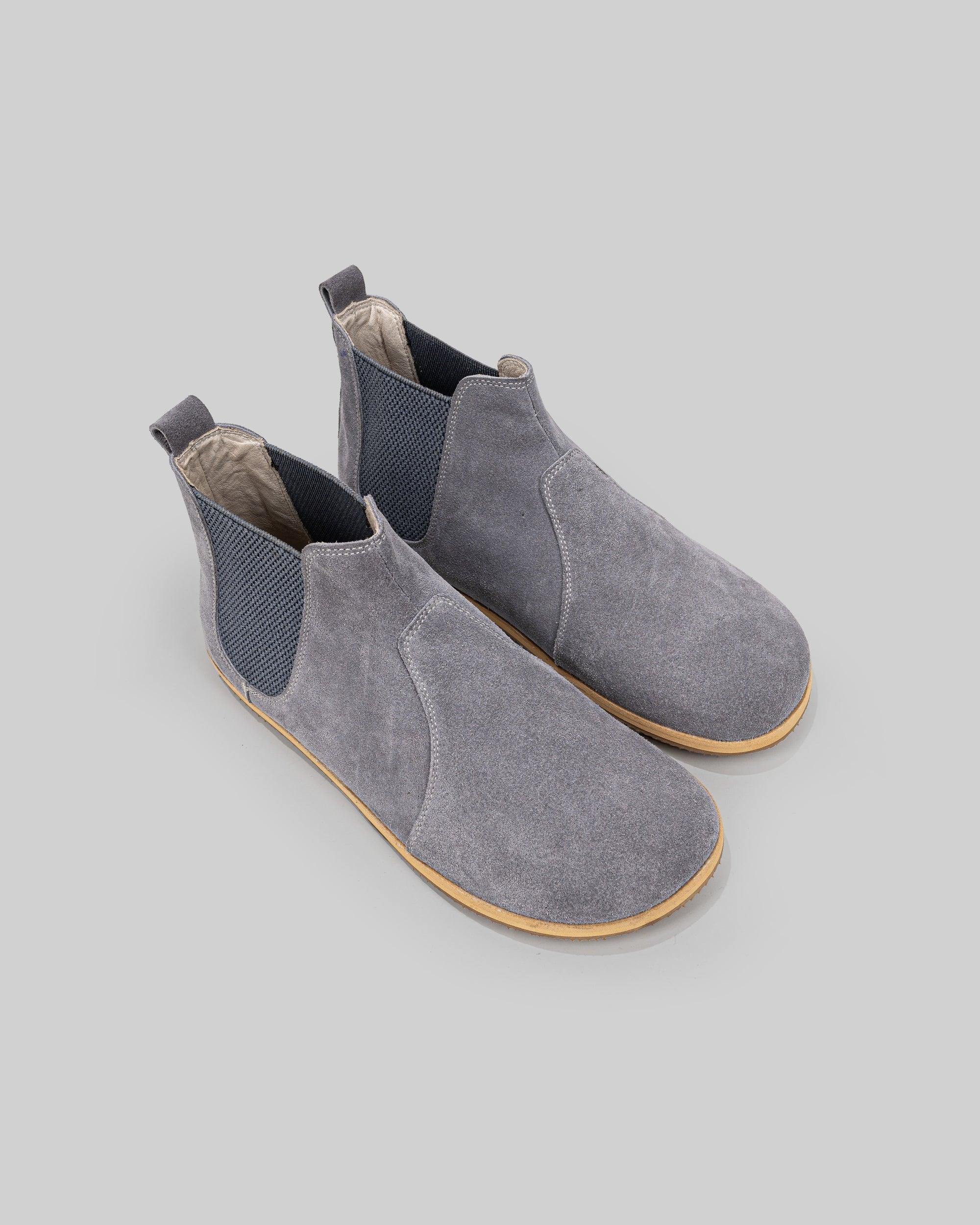 Men's Grey Suede Chelsea Boots - Handcrafted Calf Leather Wide Toe Box | Bespoky