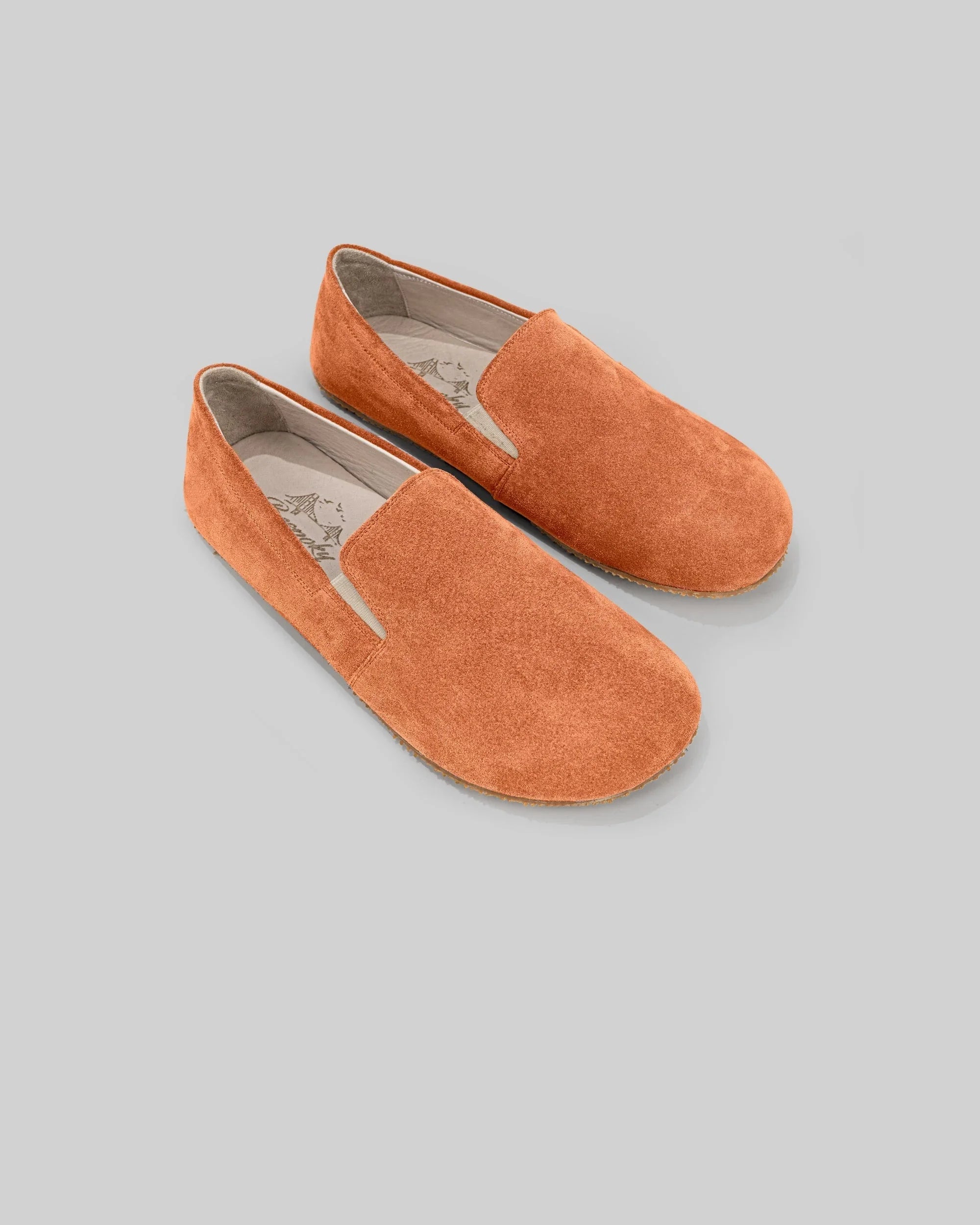 Men's Orange Suede Barefoot Shoes - Handcrafted Calf Leather Wide Toe Box | Bespoky