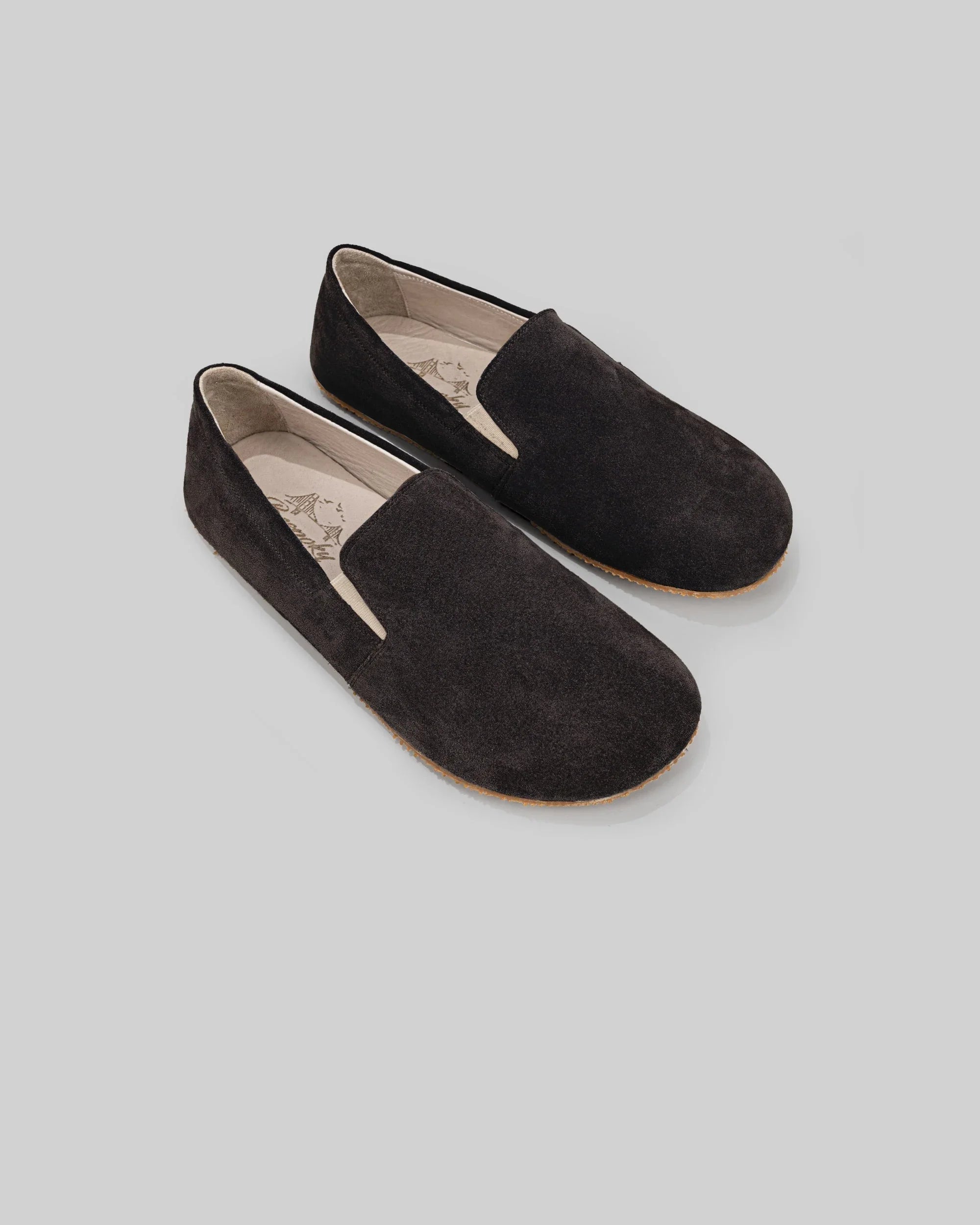 Men's Brown Suede Barefoot Shoes - Handcrafted Calf Leather Wide Toe Box | Bespoky