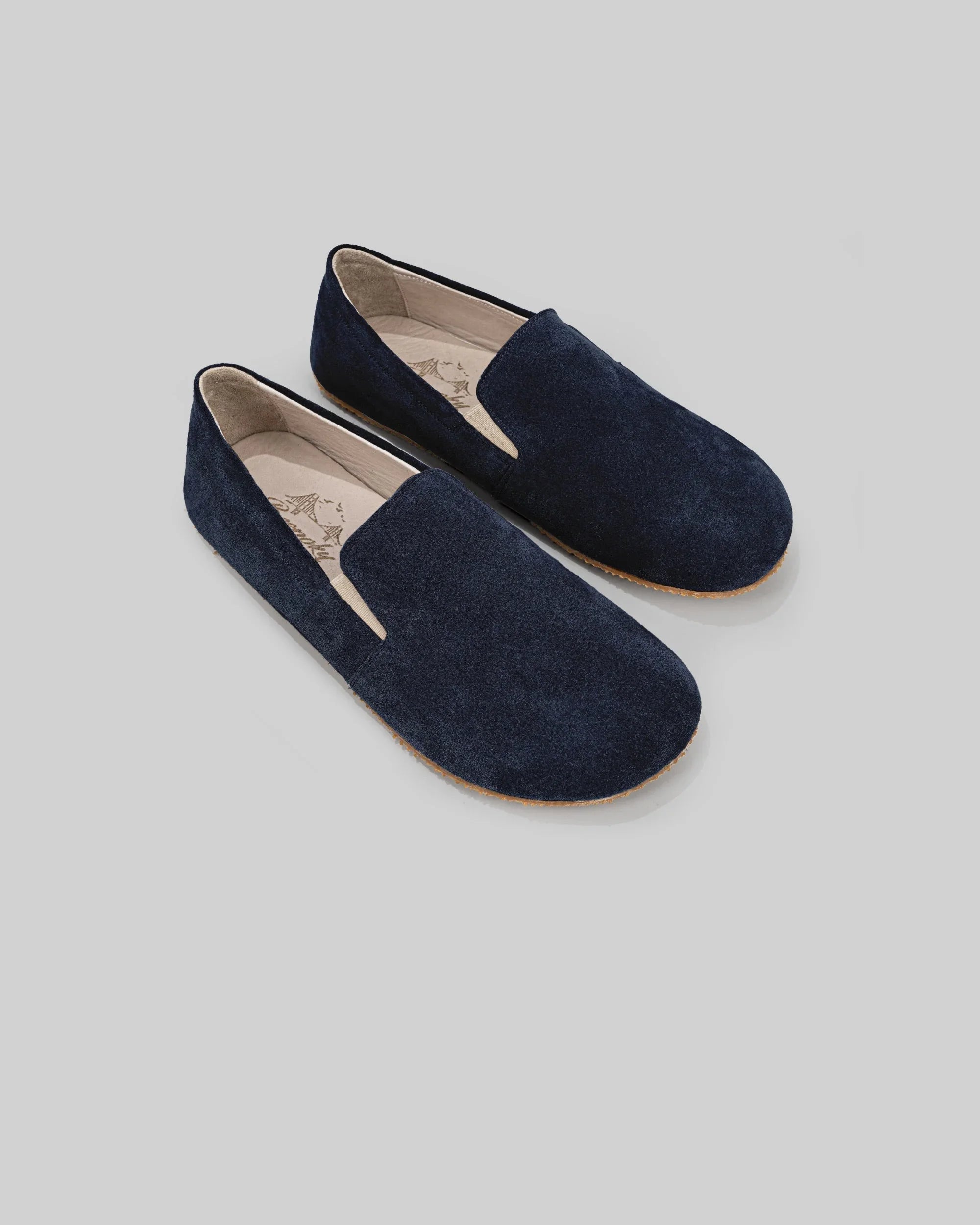 Men's Navy Suede Barefoot Shoes - Handcrafted Calf Leather Wide Toe Box | Bespoky