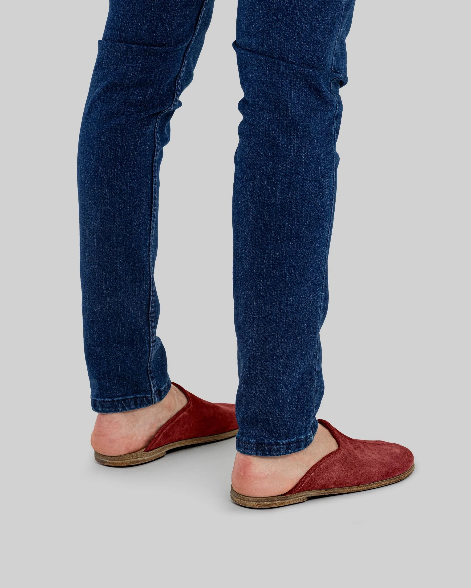 Top view Burgundy Suede Slippers - Handcrafted Calf Leather | Bespoky