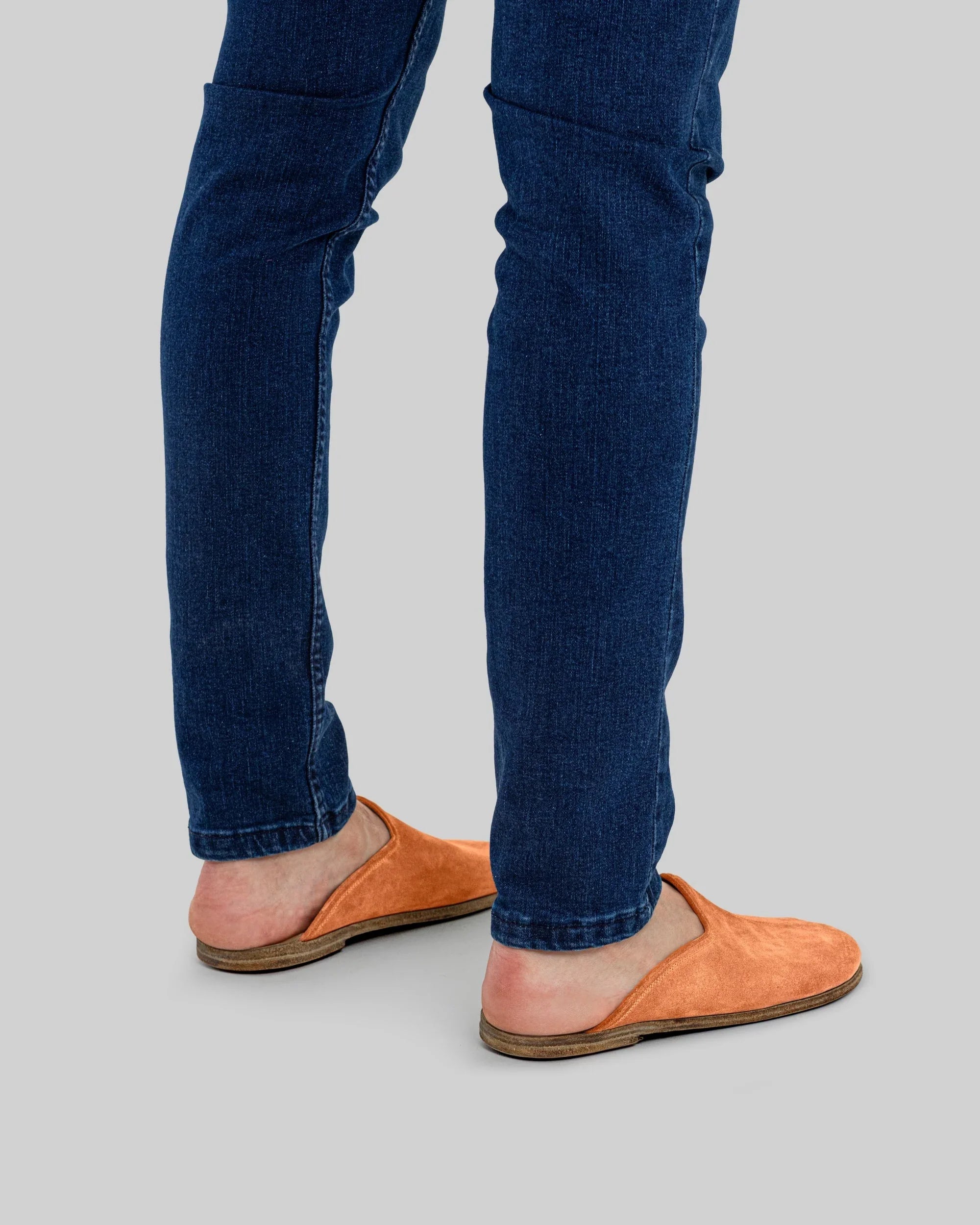 Top view Orange Suede Slippers - Handcrafted Calf Leather | Bespoky