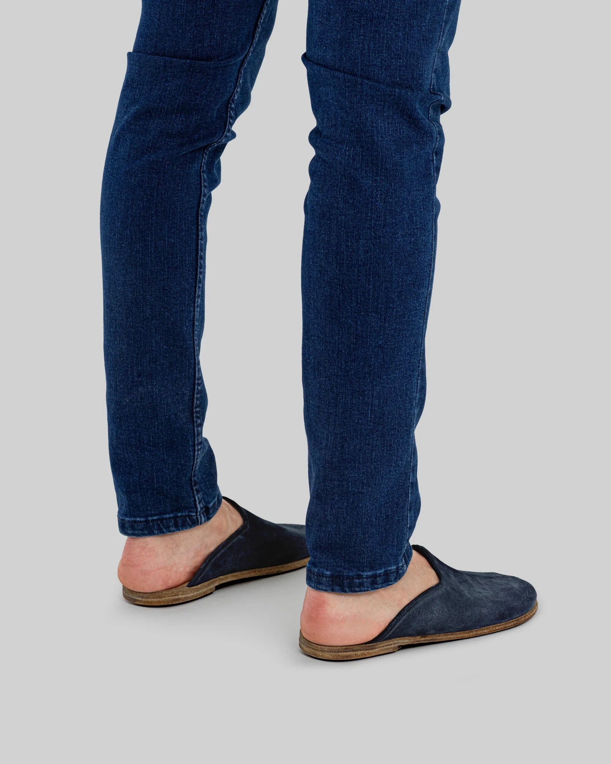 Top view Navy Suede Slippers - Handcrafted Calf Leather | Bespoky