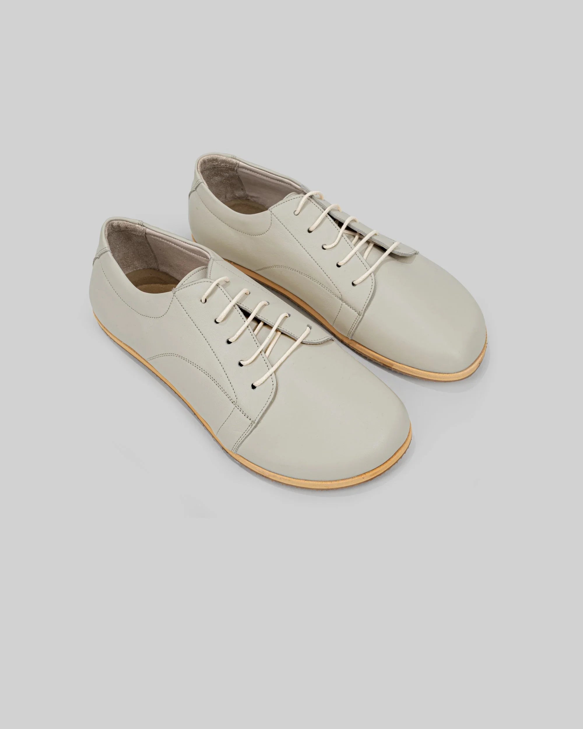 Men's Lucas Beige Barefoot Sneaker - Handcrafted Calf Leather Wide Toe Box | Bespoky