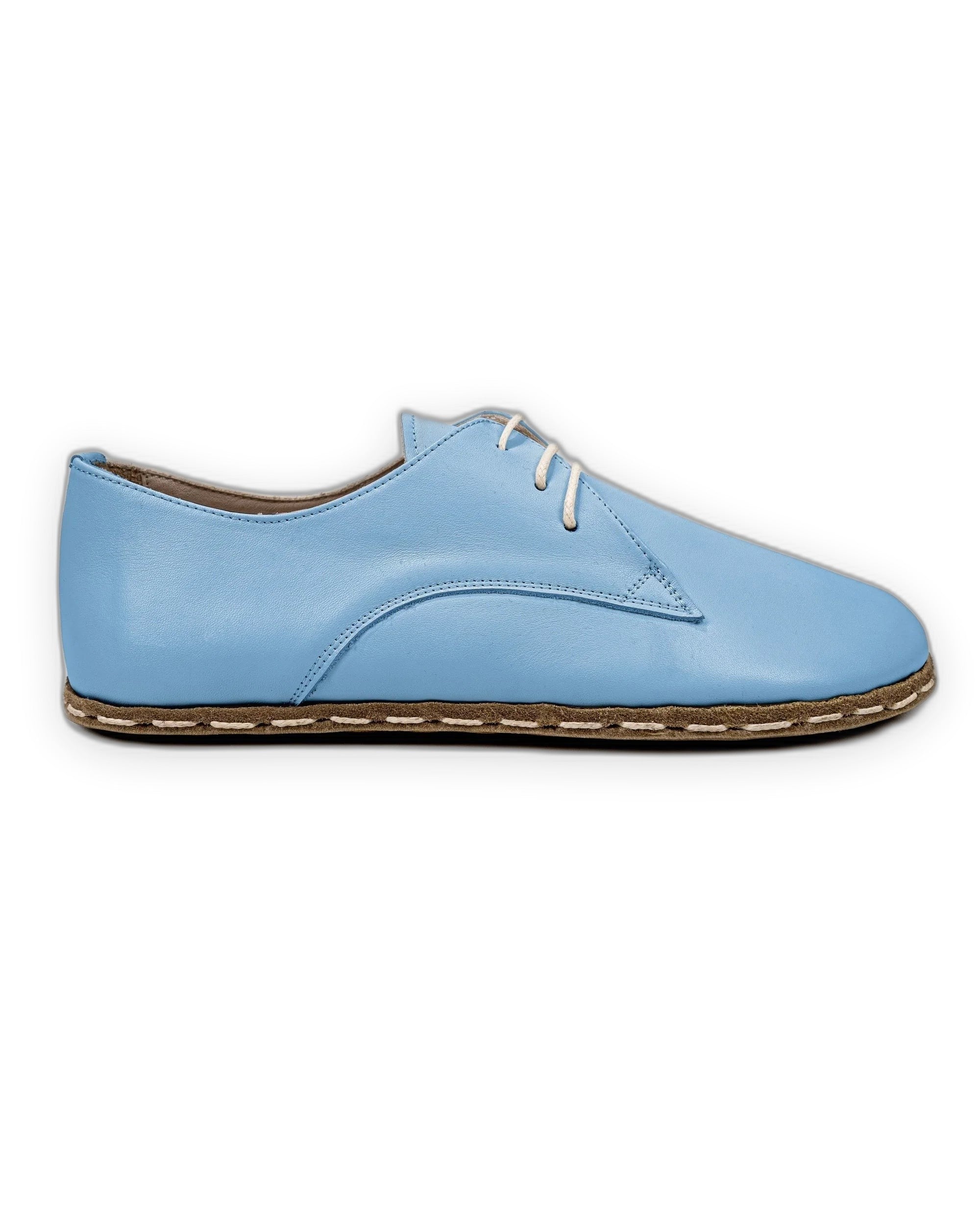 Side view Baby Blue Oxford Shoes - Calf Leather Zero Drop | Bespoky