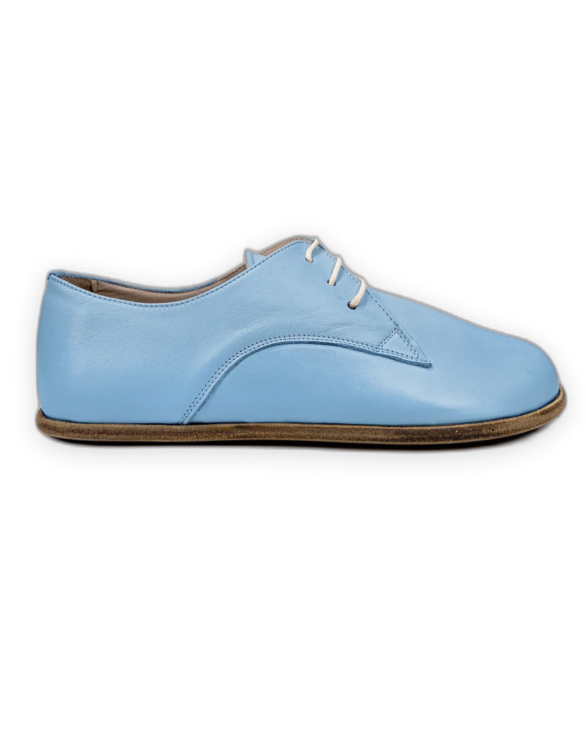 Side view Baby Blue Oxford Shoes - Calf Leather Zero Drop | Bespoky