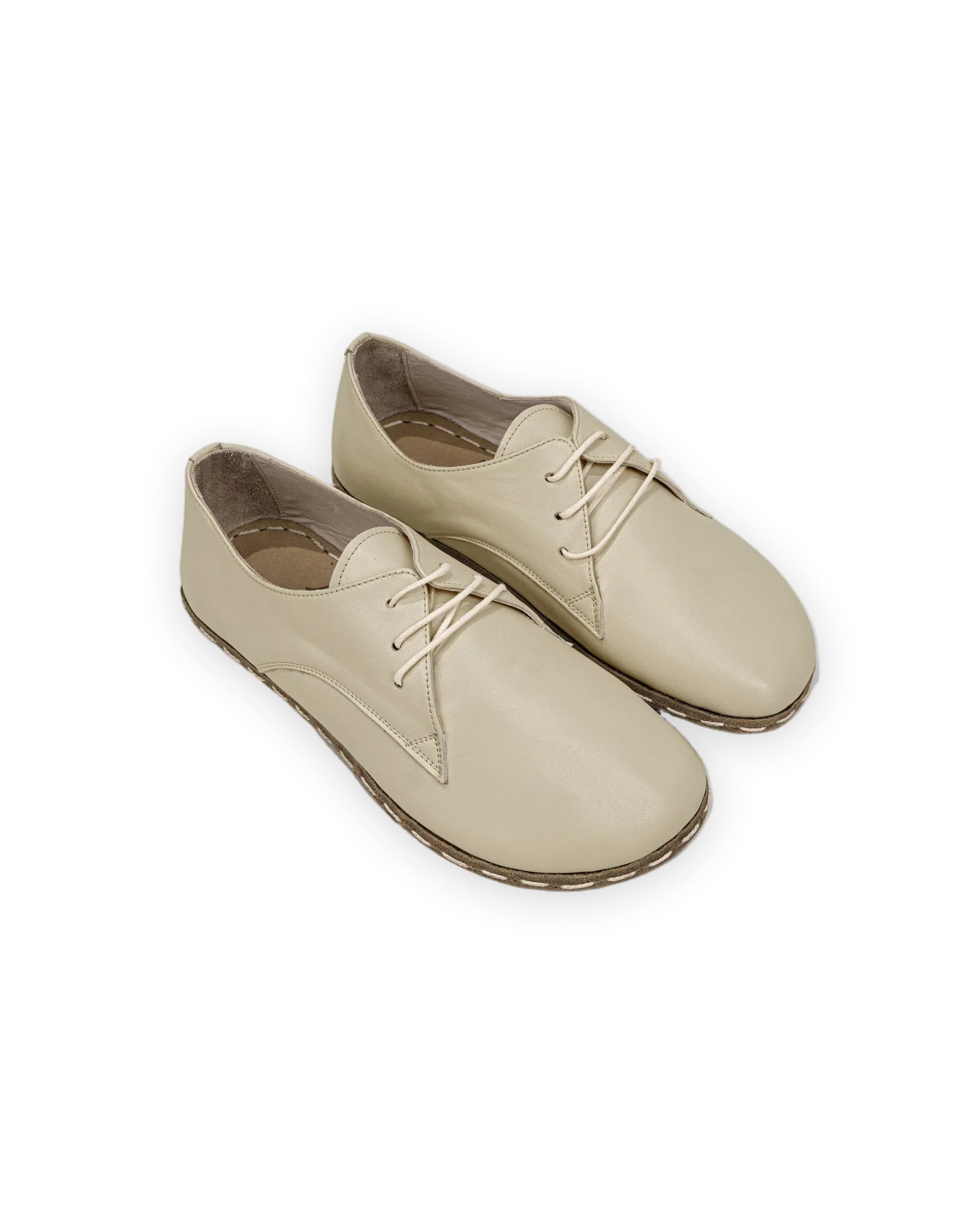 Men's Beige Oxford Shoes - Handcrafted Calf Leather Wide Toe Box | Bespoky