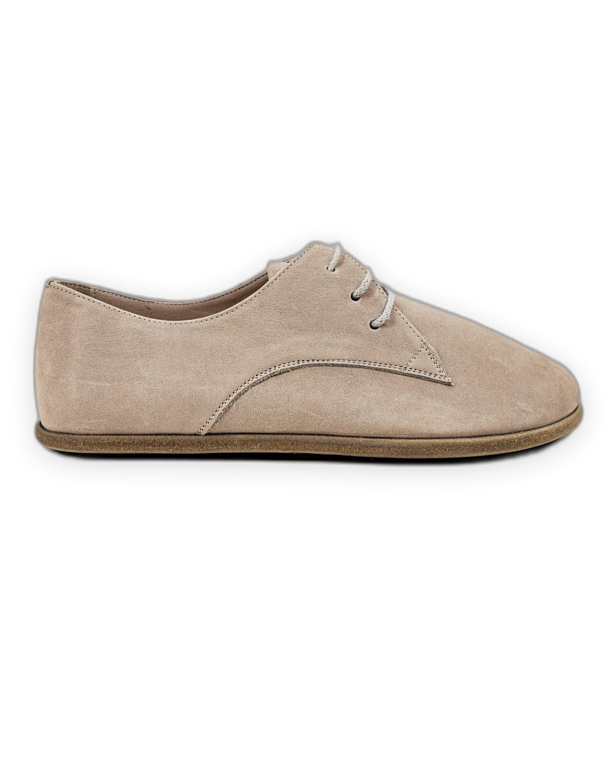 Side view Beige Nubuck Oxford Shoes - Calf Leather Zero Drop | Bespoky