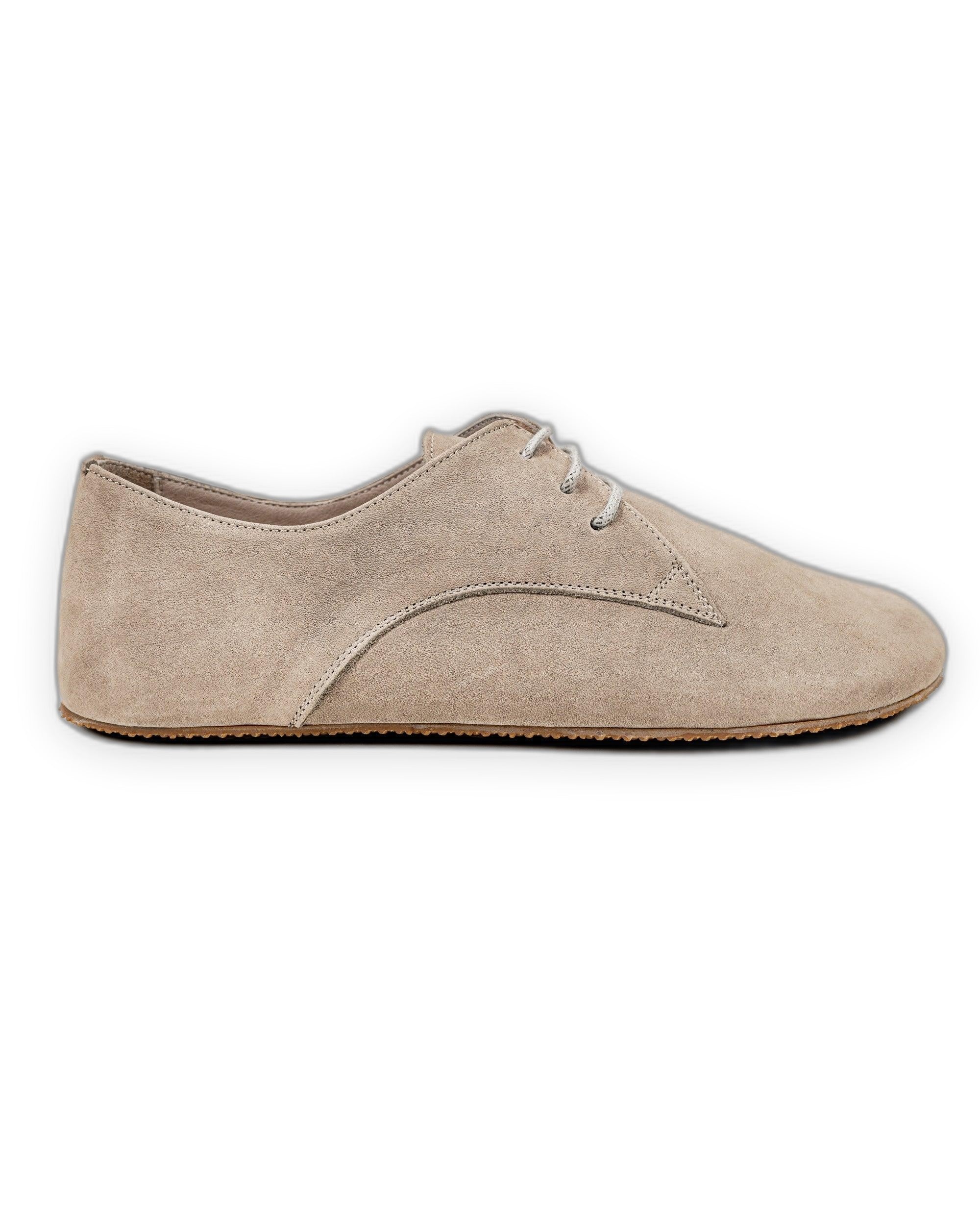 Side view Beige Nubuck Oxford Shoes - Calf Leather Zero Drop | Bespoky